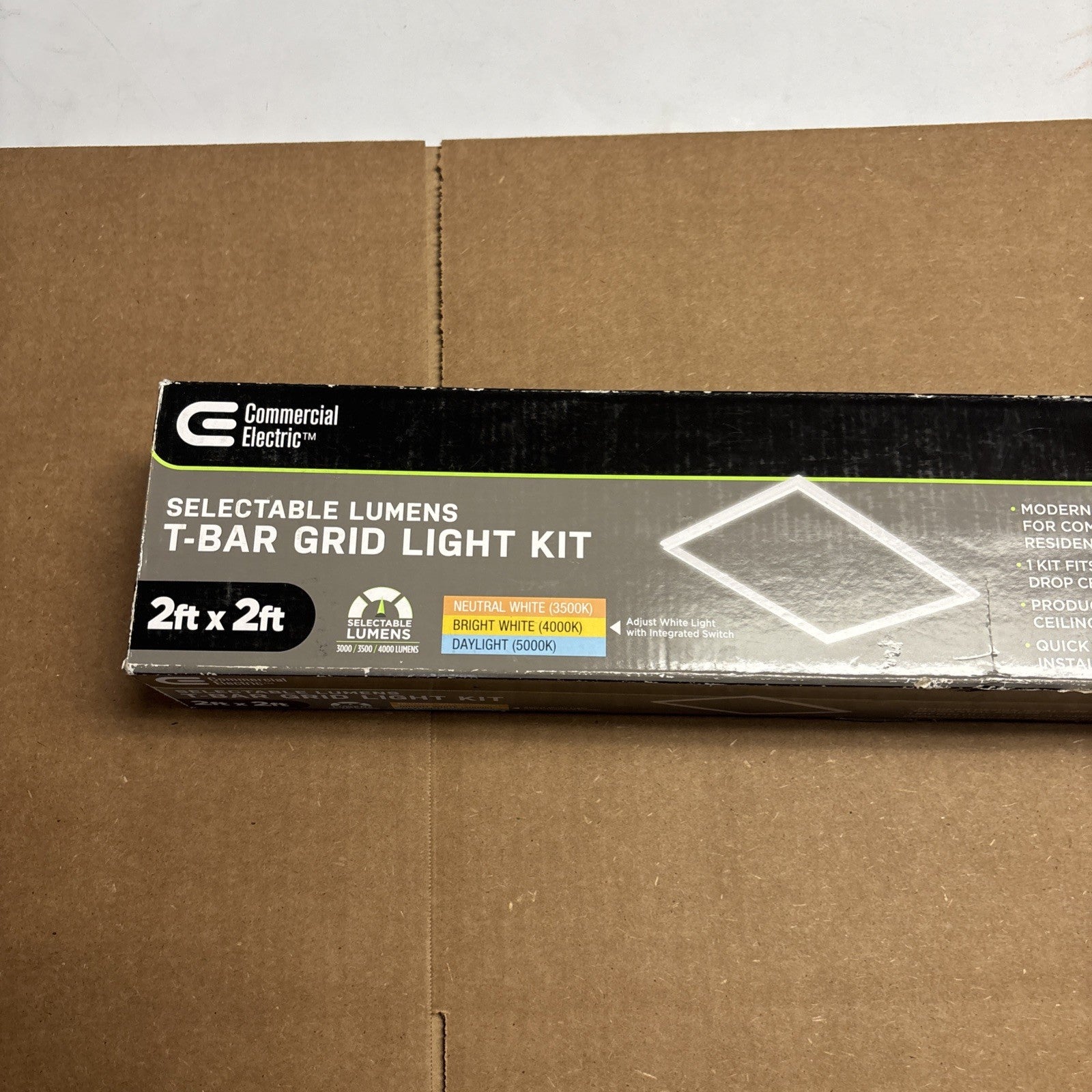LOT OF 4 Commercial Electric T Bar Grid Light Kit CCT and Lumen LED
