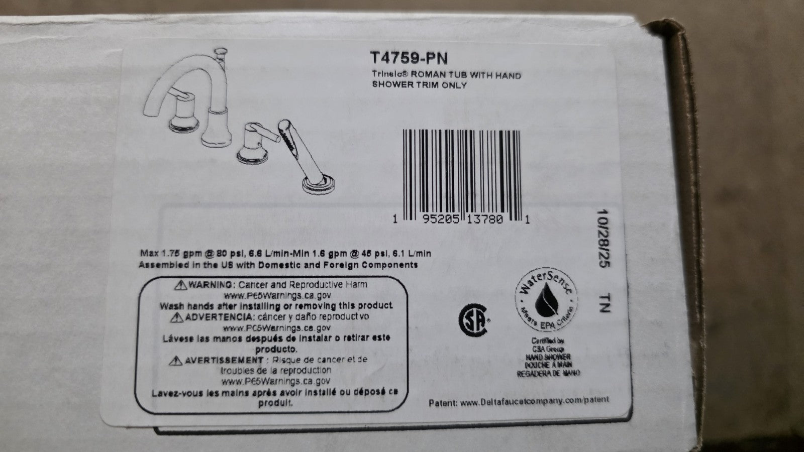 Delta T4759-PN - Roman Tub Faucet - Polished Nickel With Shower Wand