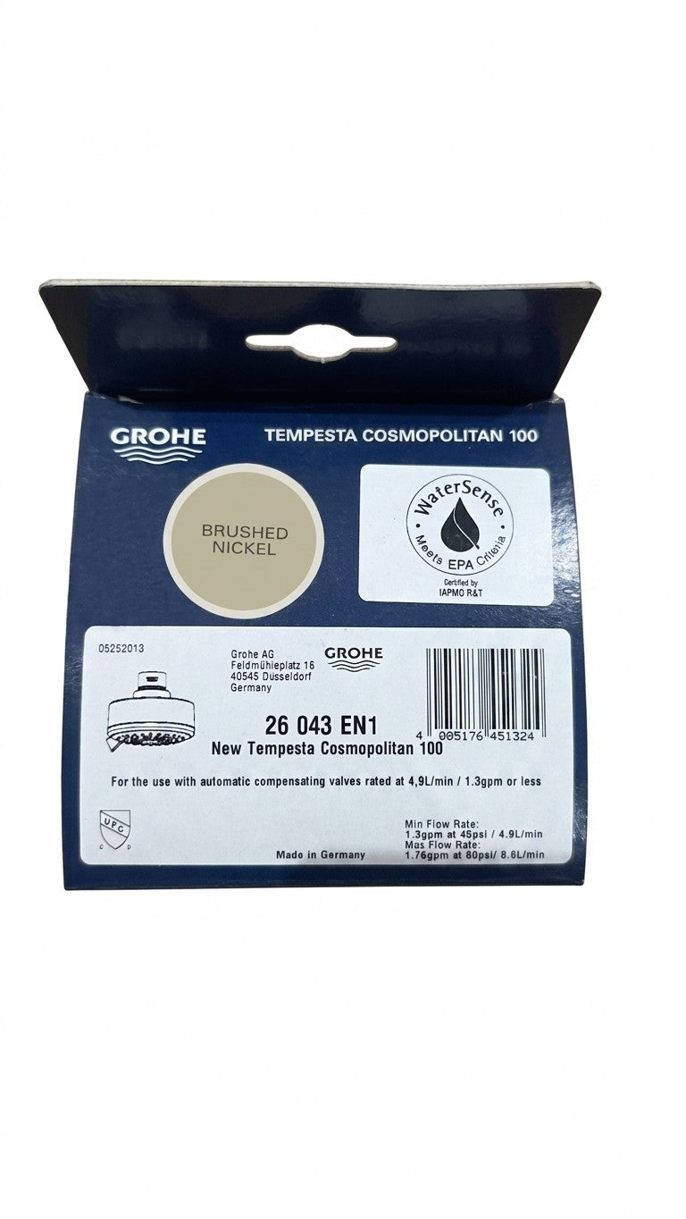 GROHE 26043EN1 Tempesta Cosmopolitan Fixed 4-Setting Shower Head Brushed Nickel