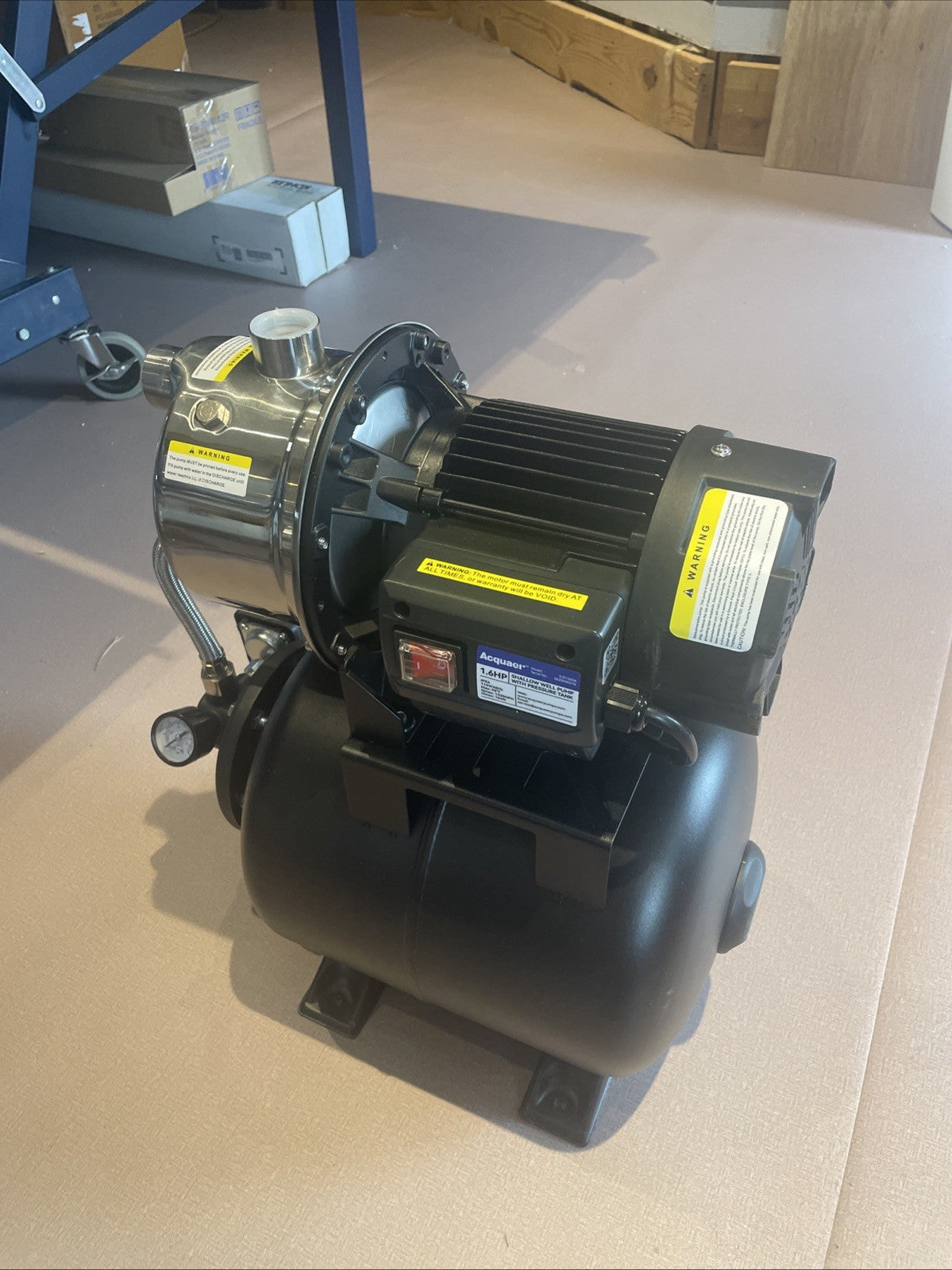1320GPH Shallow Well Pump Stainless Steel Pump With Pressure Tank 1.6HP 115V