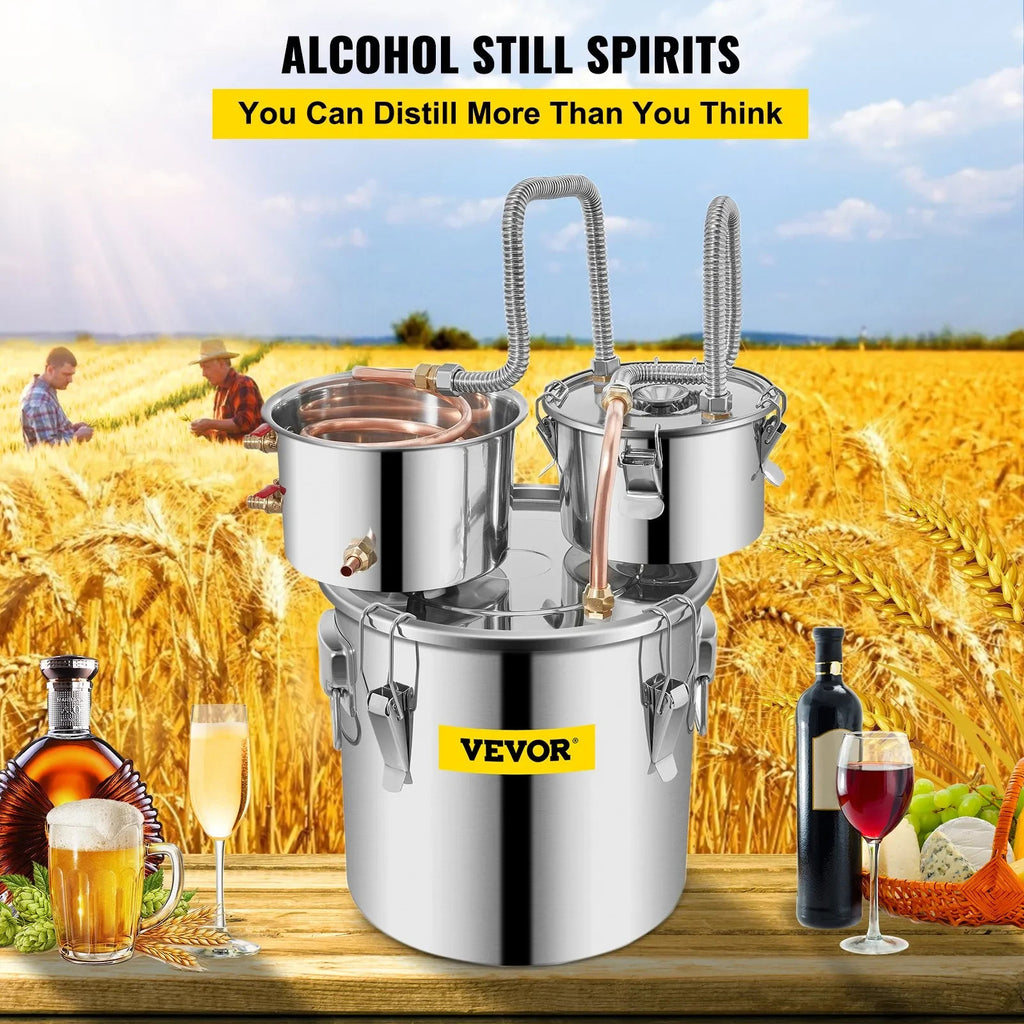 VEVOR Alcohol Still 5 Gallon Stainless Steel Alcohol Distiller with Copper Tub