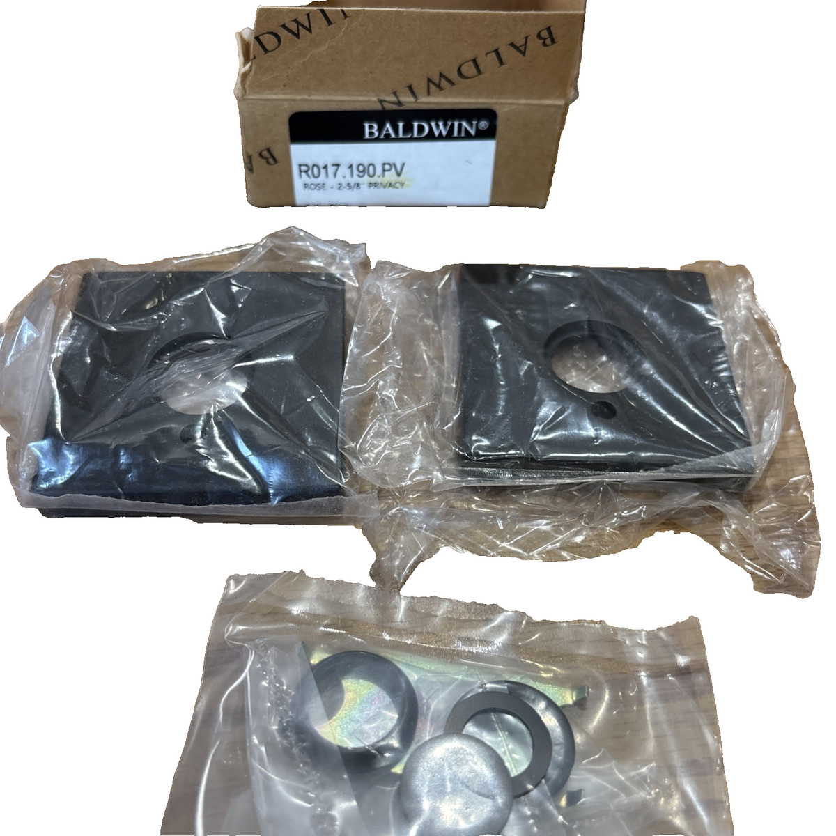Baldwin R017190PV R017.PV Pair Estate Square Rosettes Privacy Satin Black 2 5/8”