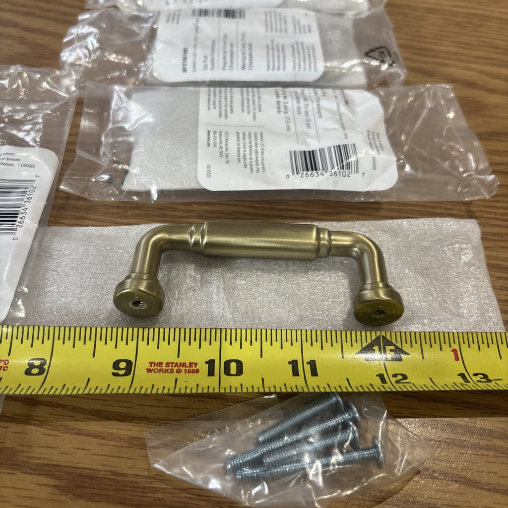 Lot 6x Amerock BP37661BBZ3" Center-Center Cabinet Pull Gold Golden Champagne