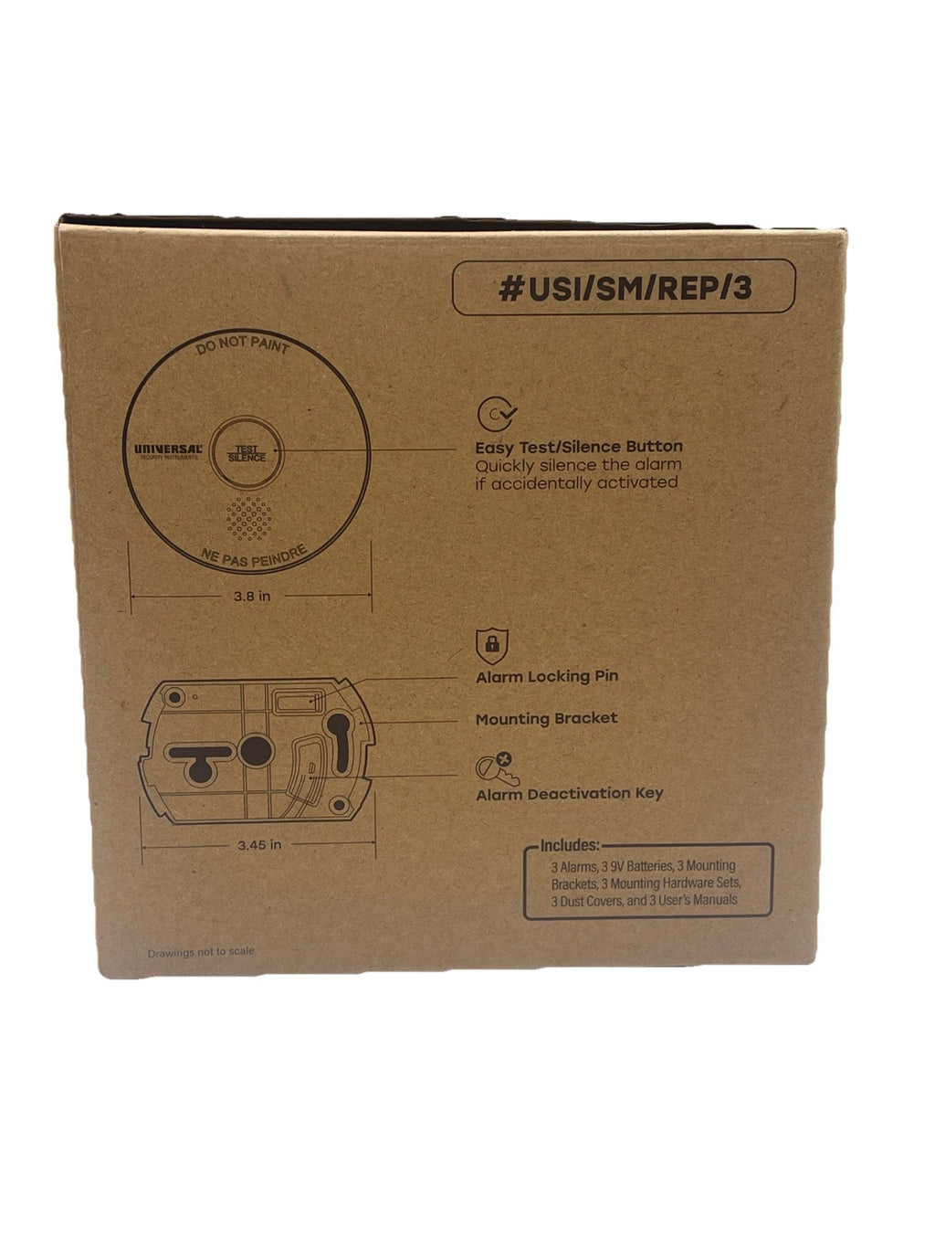 Universal Security Instruments 2-in-1 Smoke & Fire Alarm 3-Pack 10-Year Battery