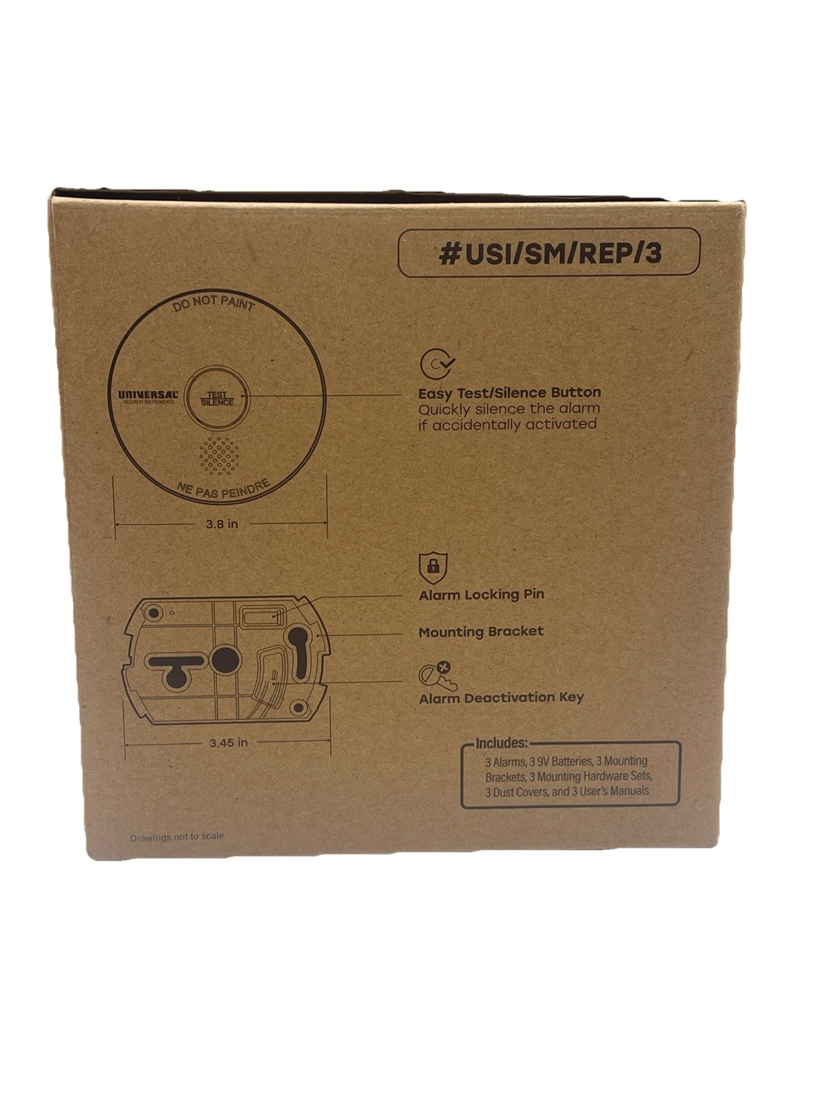 Universal Security Instruments 2-in-1 Smoke & Fire Alarm 3-Pack 10-Year Battery