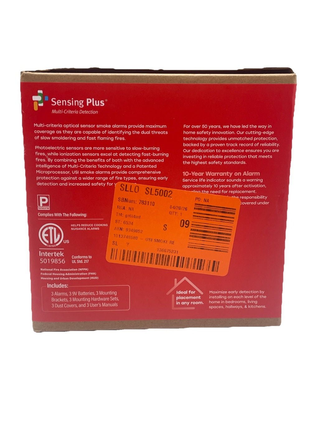 Universal Security Instruments 2-in-1 Smoke & Fire Alarm 3-Pack 10-Year Battery