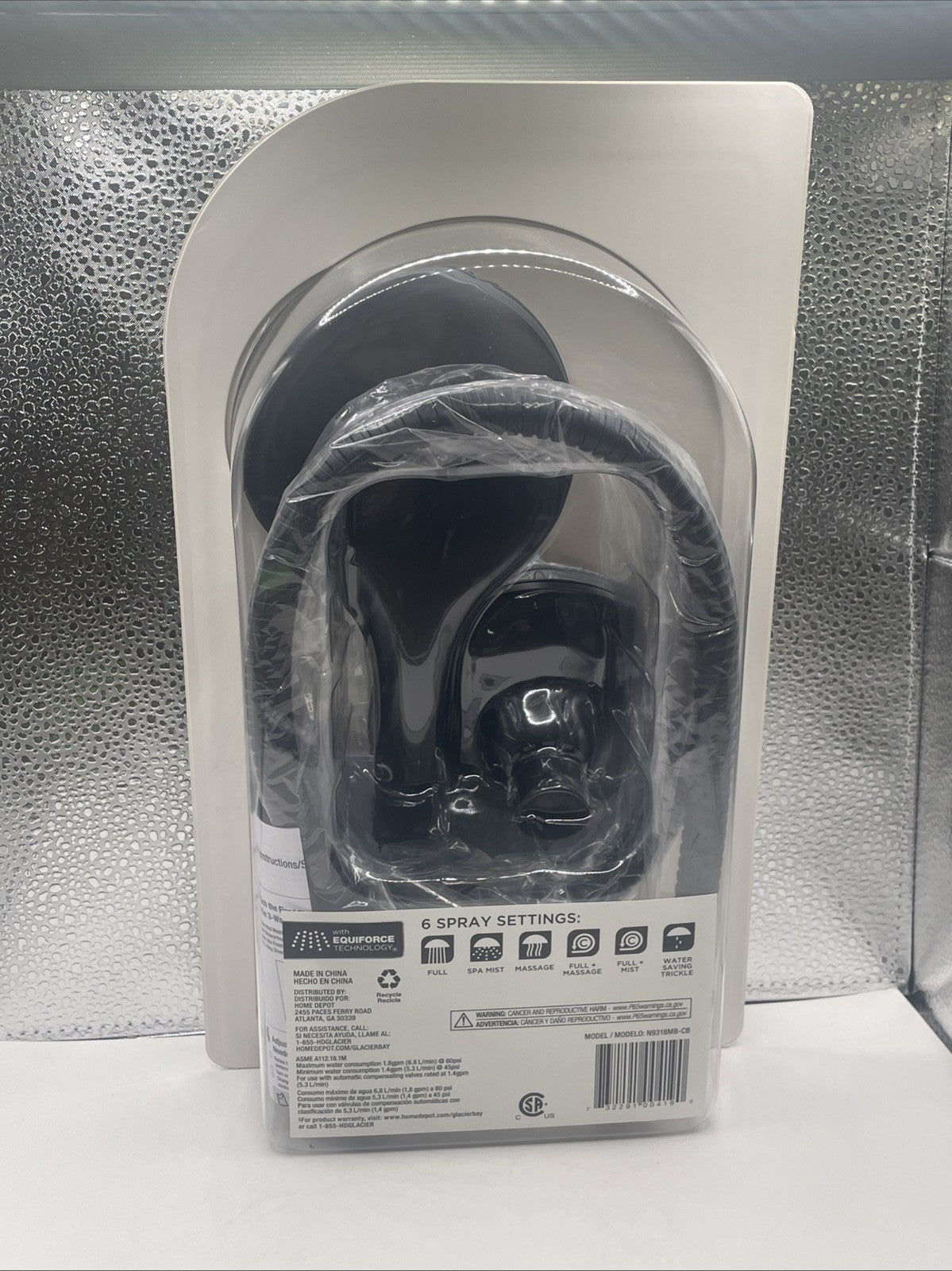 Glacier Bay 4.5 in. Wall Mount Dual Shower Heads w/ 6 Spray Patterns, Black NEW