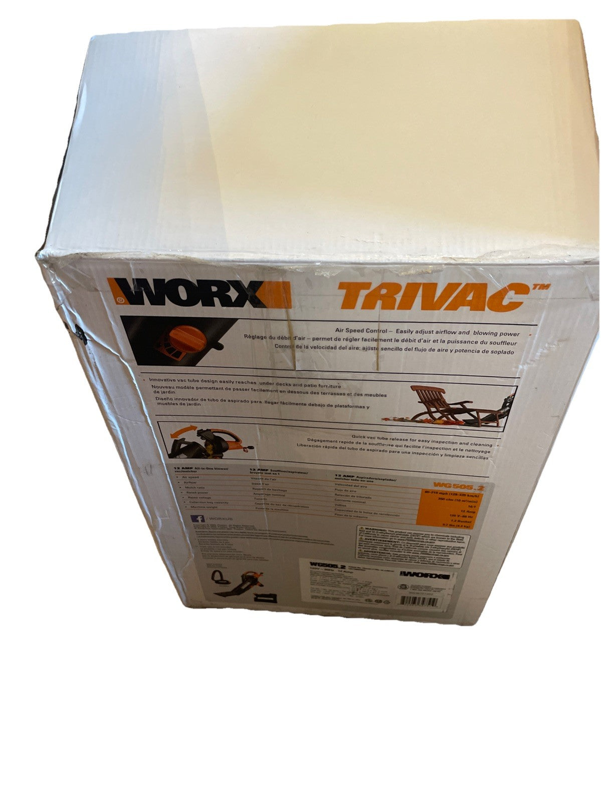 WORX Trivac WG505.2 Leaf Blower/Vacuum Combo 12 AMP Corded w/ LeafPro & Bag