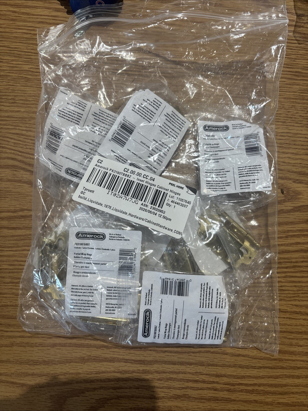 10x Amerock Ball Tip Cabinet Hinge Steel Golden Champagne 3/4" PK3180TBBBZ
