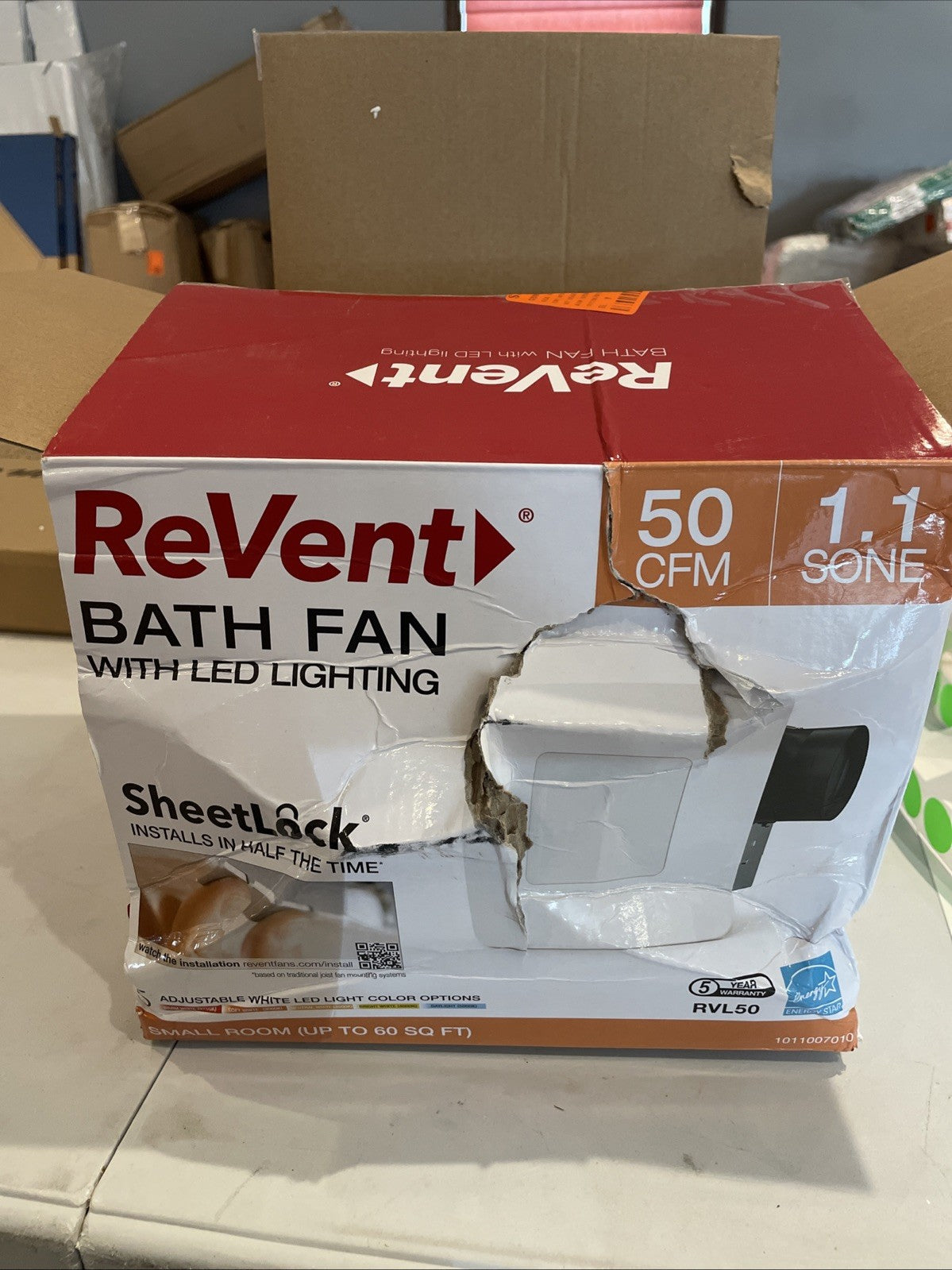 ReVent 50 CFM Bathroom Exhaust Fan w/ Adjustable LED Lighting, ENERGY STAR
