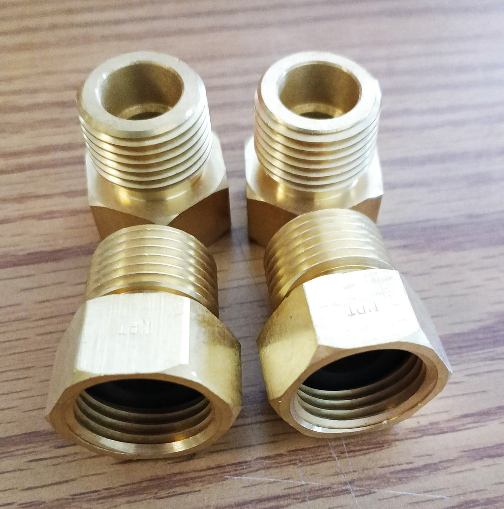 4 Pack G 1/2 BSP Female Thread to US 1/2 NPT Male Thread Brass Pipe with Washer