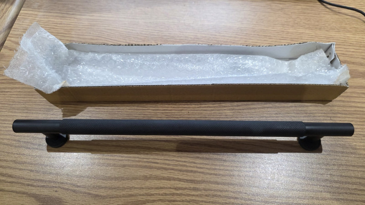 SIGNATURE HARDWARE 12" Evinger Knurled Brass Appliance Pull - Matte Black