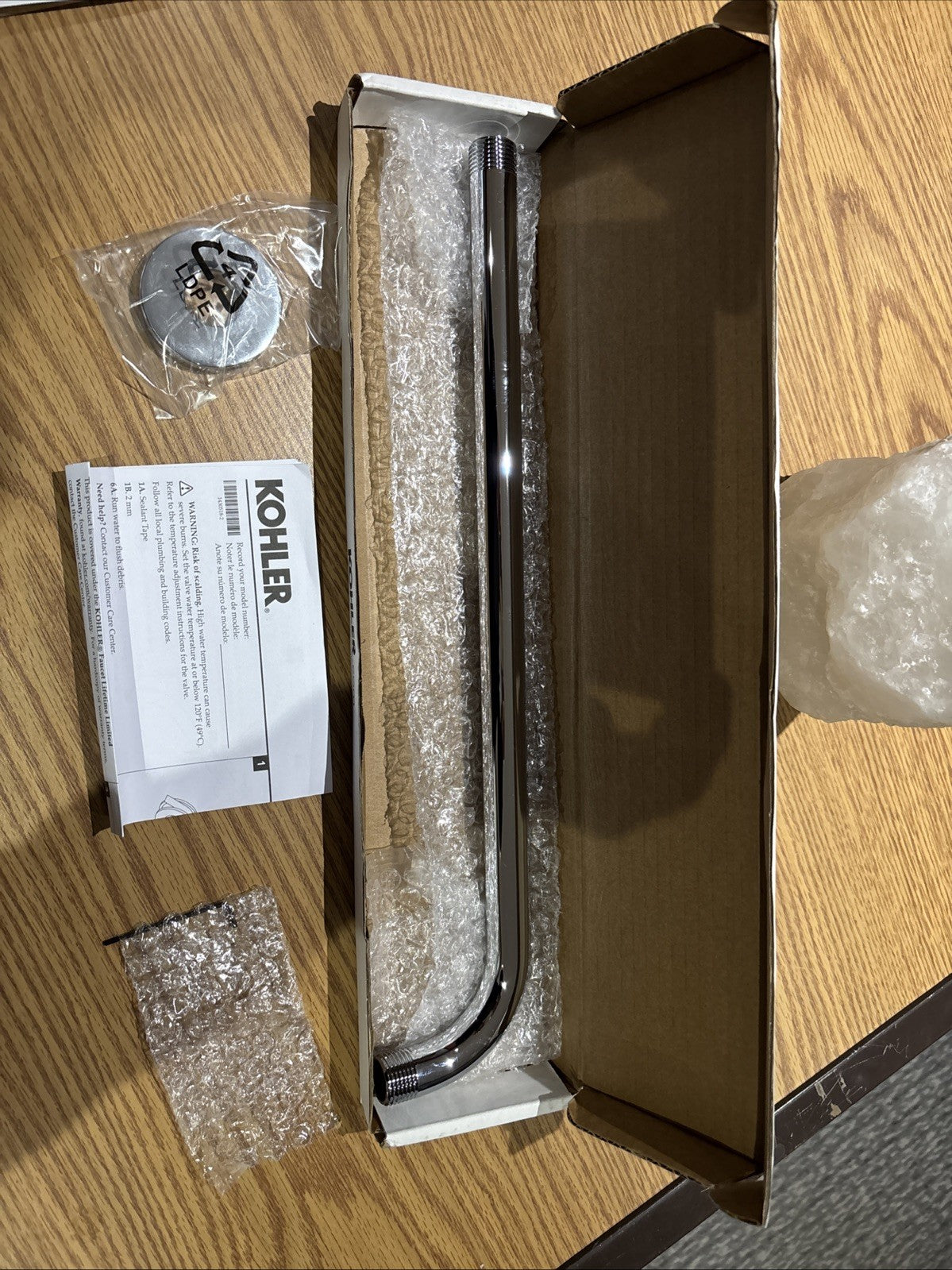 Kohler K-26322-CP Statement 15-1/2" Wall Mount Rainhead Arm & Flange - Chrome