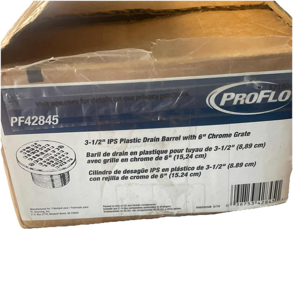 PROFLO PF42845 6" Plated Grate with 4" Adjustable Drain - Chrome - Open *READ*