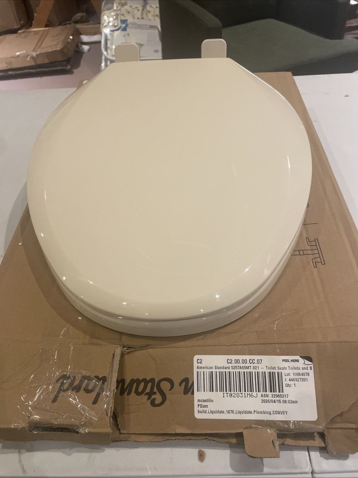American Standard 5257A65MT.021 Cardiff Elongated Closed Front Toilet Seat, Bone