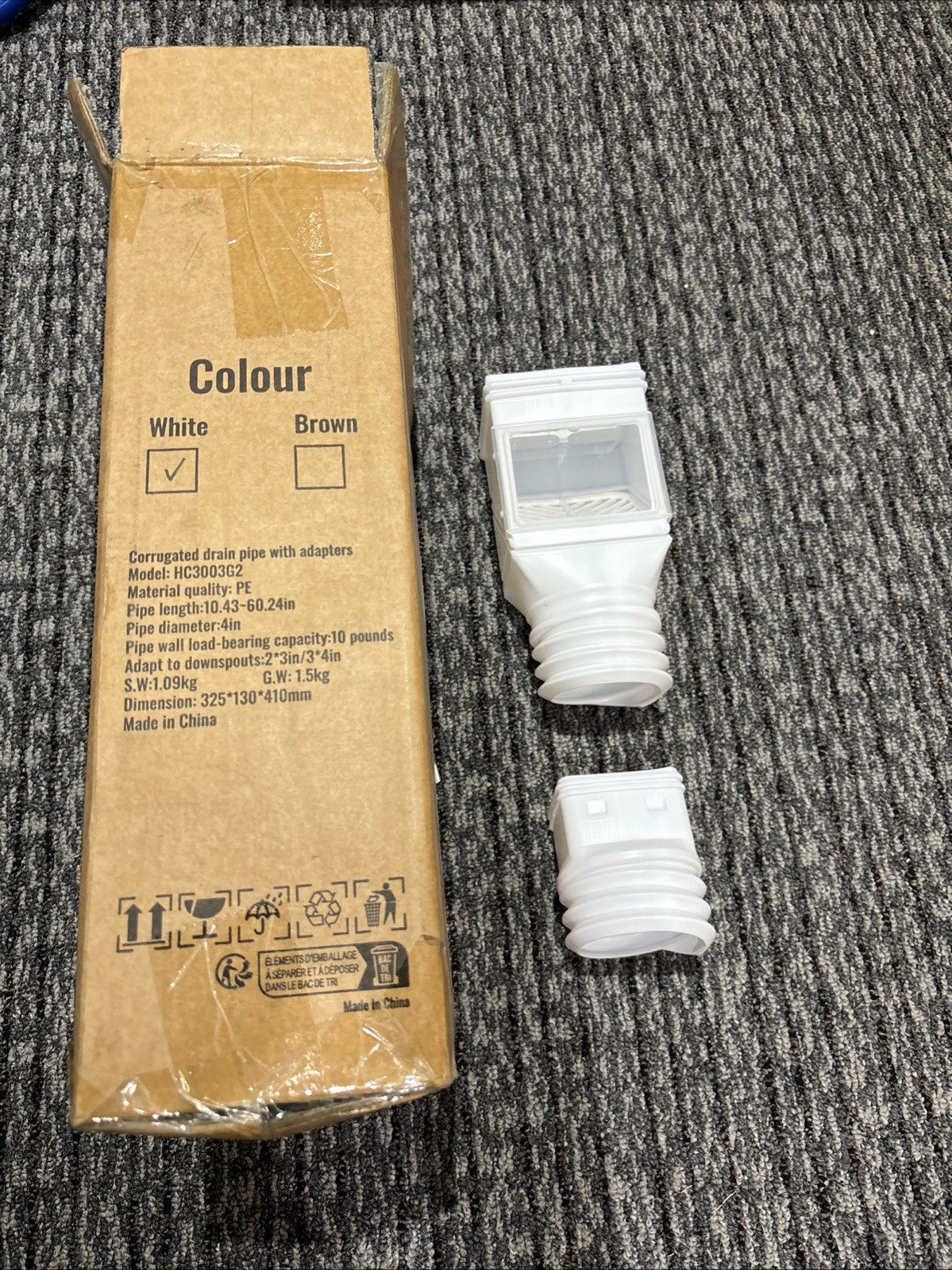 (QTY 4)  Vevor Downspout Filter FlexGrate  White Vinyl
