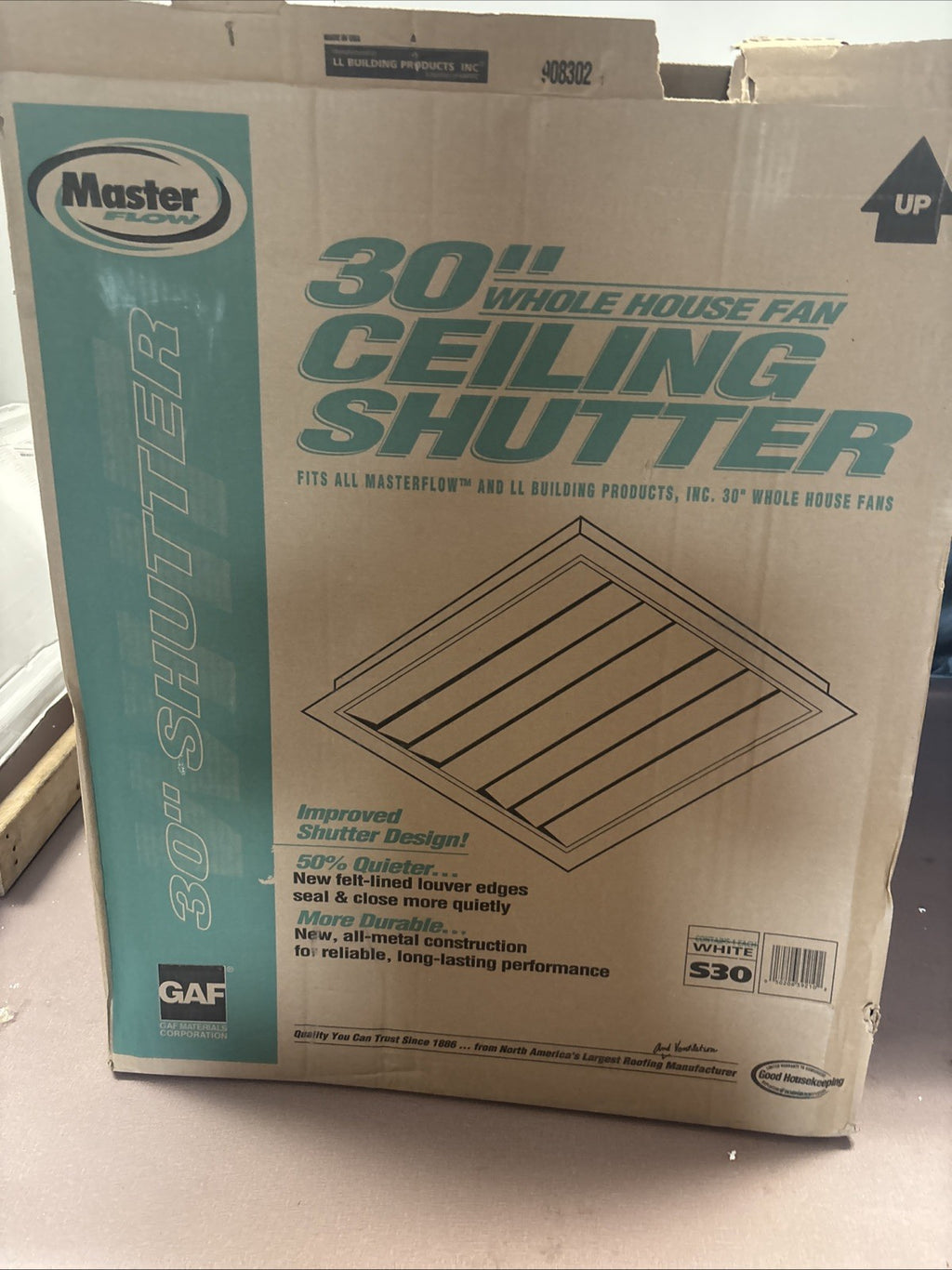 Master Flow S30 Automatic Fan Shutter, 35-3/4 in L, 30-1/4 in W, Aluminum,  Read