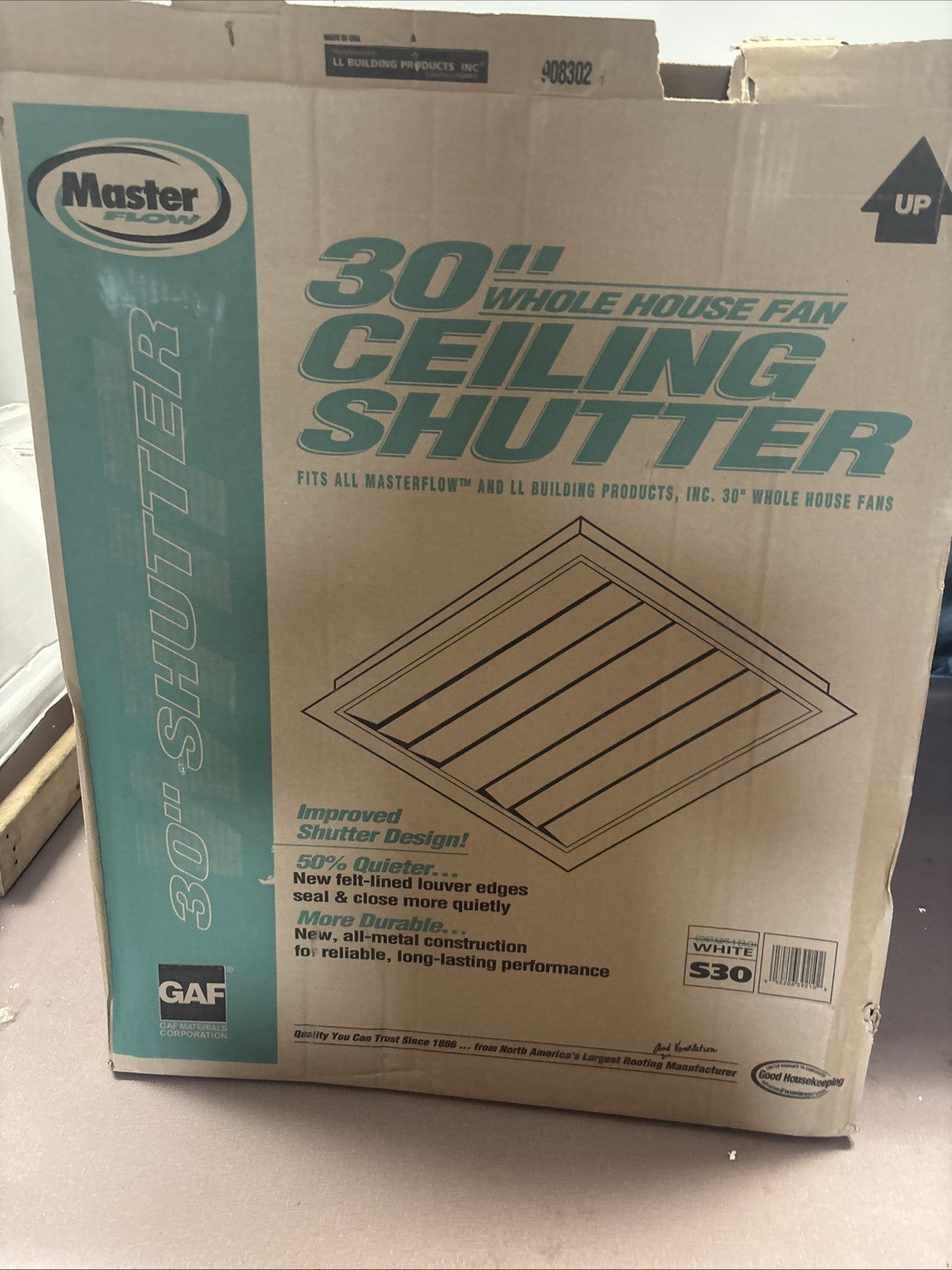 Master Flow S30 Automatic Fan Shutter, 35-3/4 in L, 30-1/4 in W, Aluminum,  Read