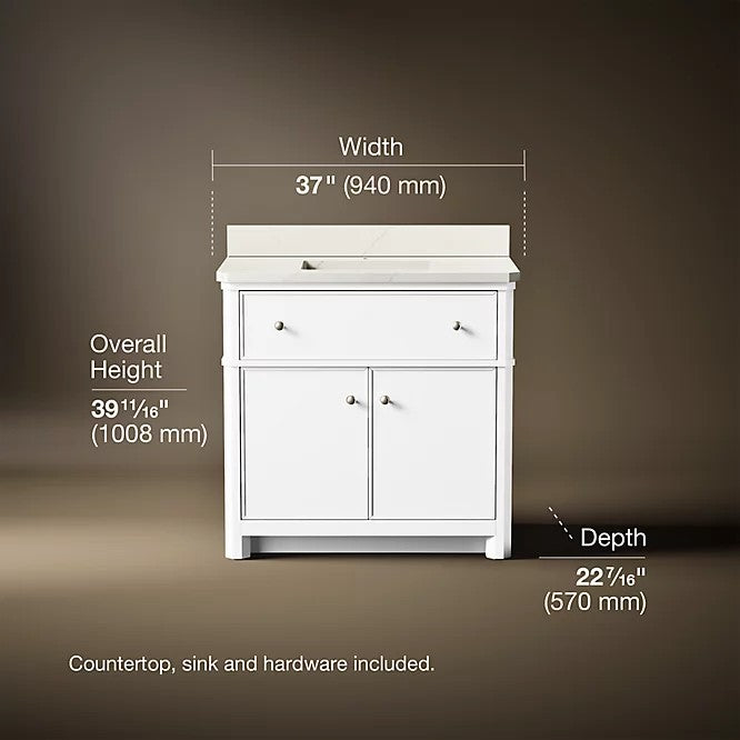 Kohler 39307-0 36'' Claude by Studio McGee Vanity White Finish Quartz Top