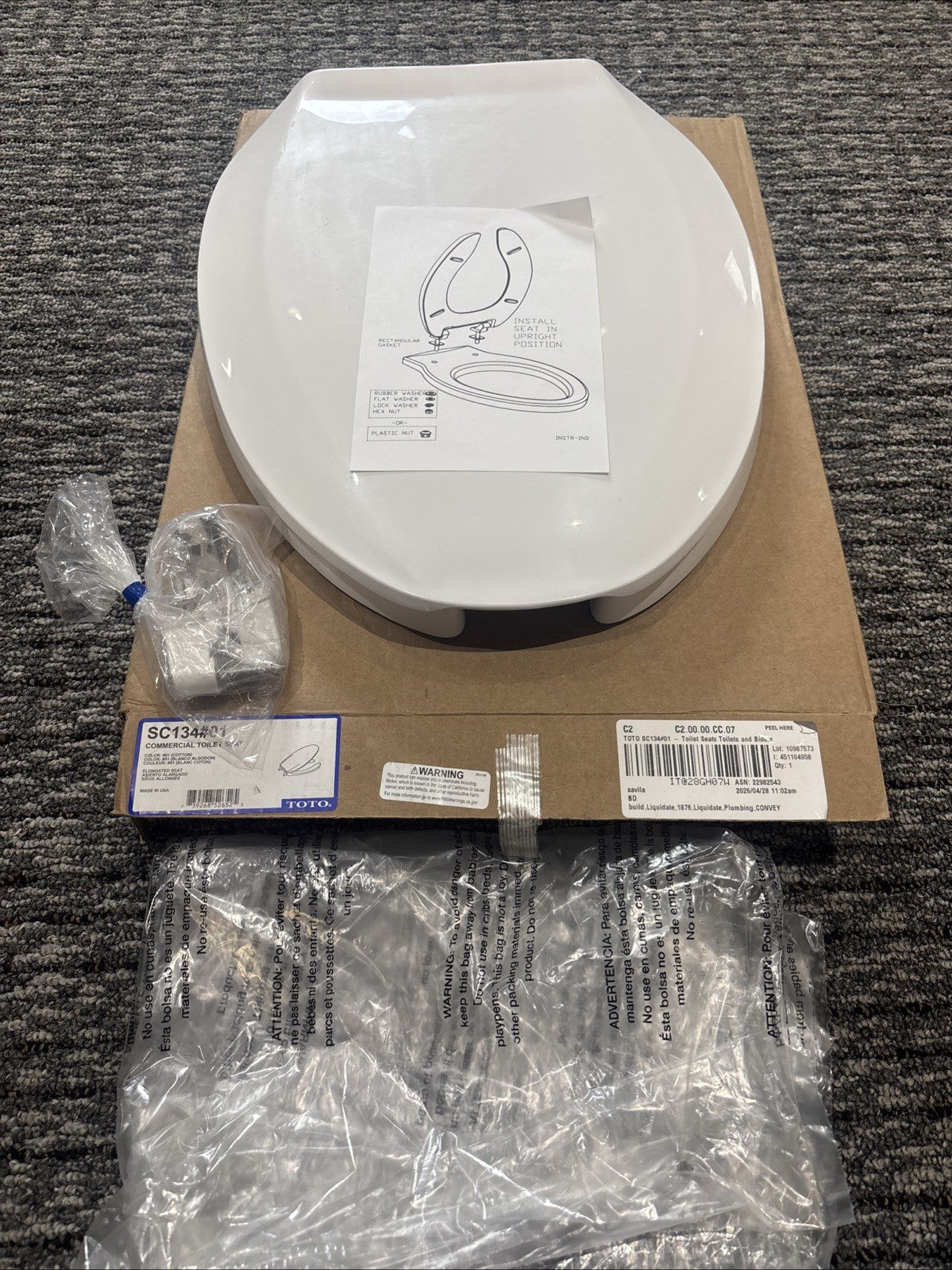 TOTO SC134#01 Commercial Elongated Open-Front Toilet Seat and Lid - Cotton