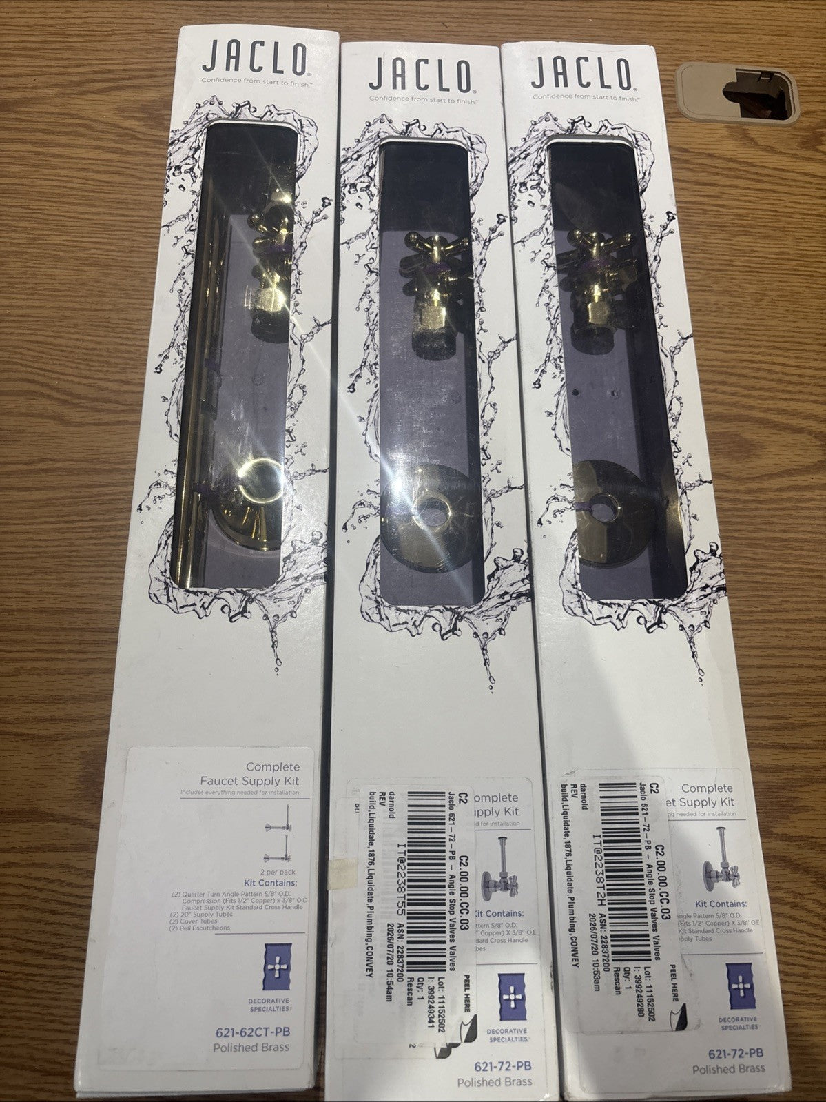 Jaclo 621-62CT-PB Complete Faucet Supply Kit 5/8'' O.D x 3/8'' OD Polished brass