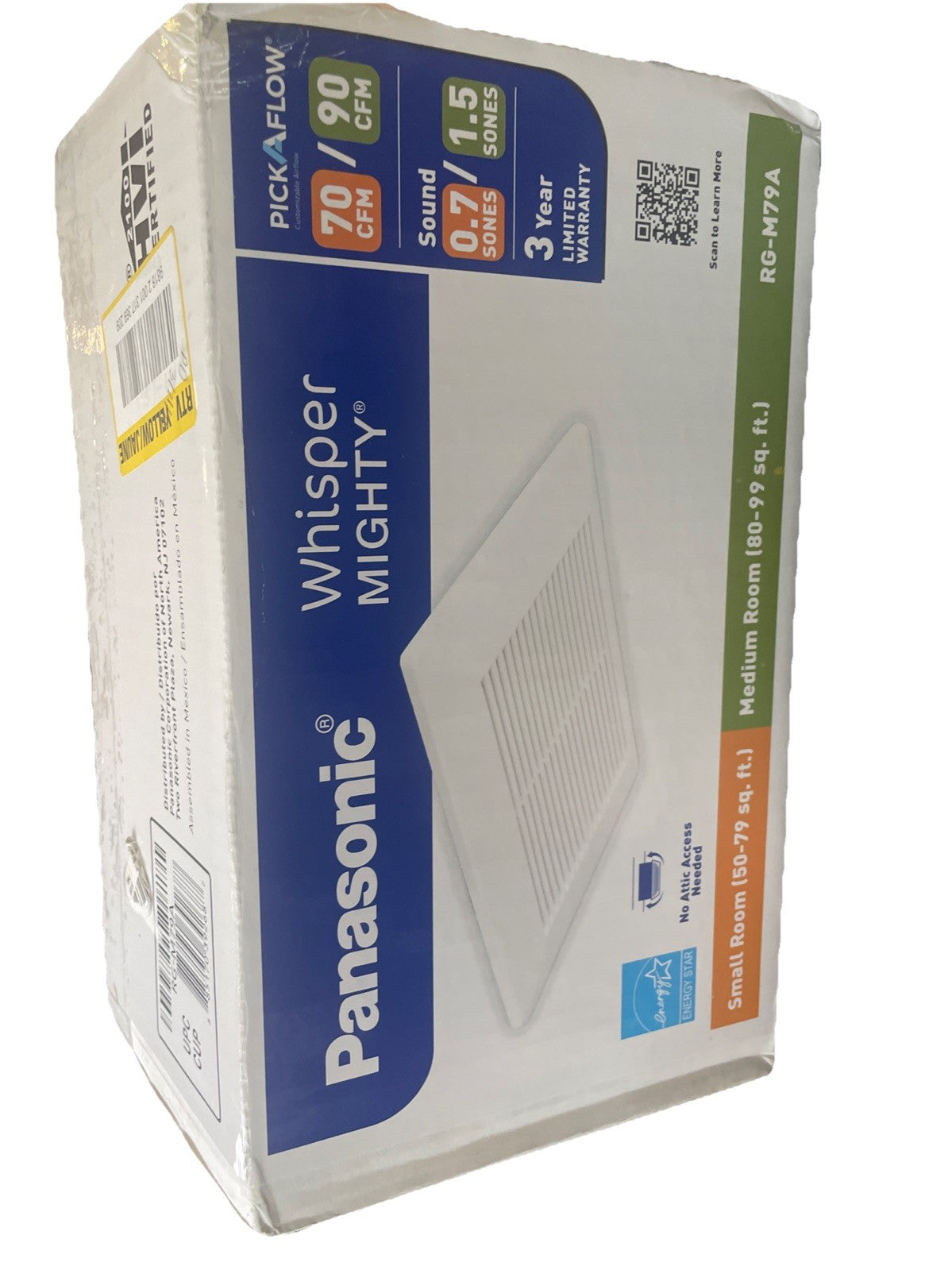 Panasonic WhisperMighty 70/90 CFM Bathroom Exhaust Fan Ceiling/Wall ENERGY STAR