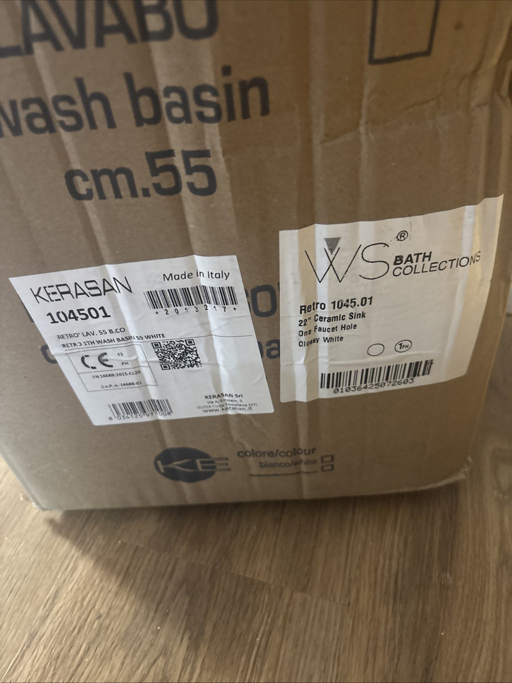WS Bath Retro 1045.01 Gloss White One Faucet Hole Gloss White 22inch