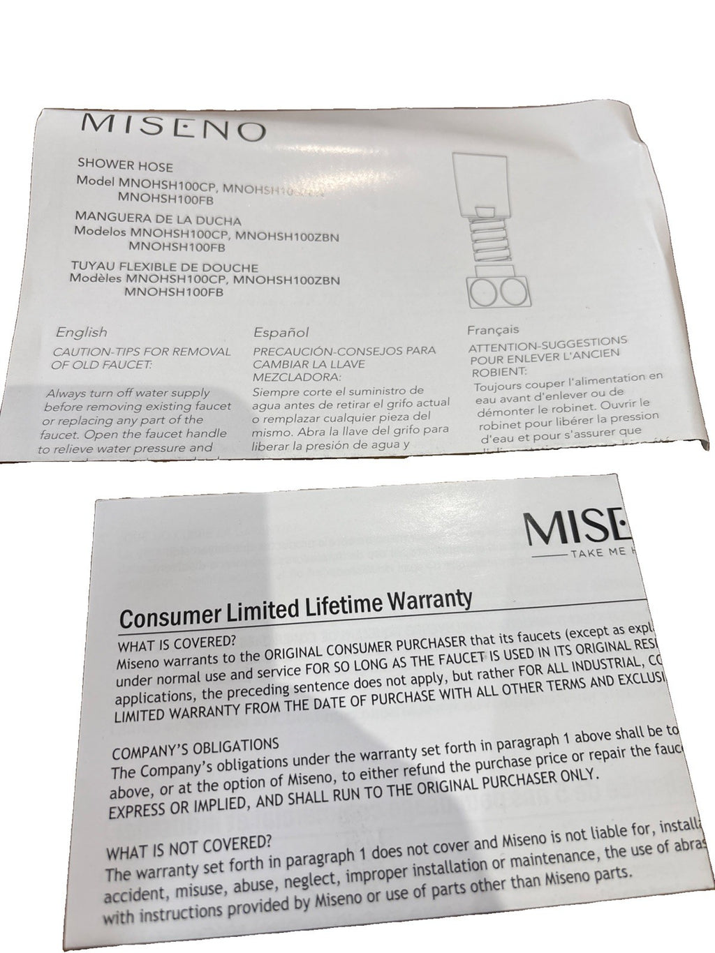 Miseno MMNOHSH100ZBN 60" Hand Shower Hose 1/2" Connections - Brushed Nickel