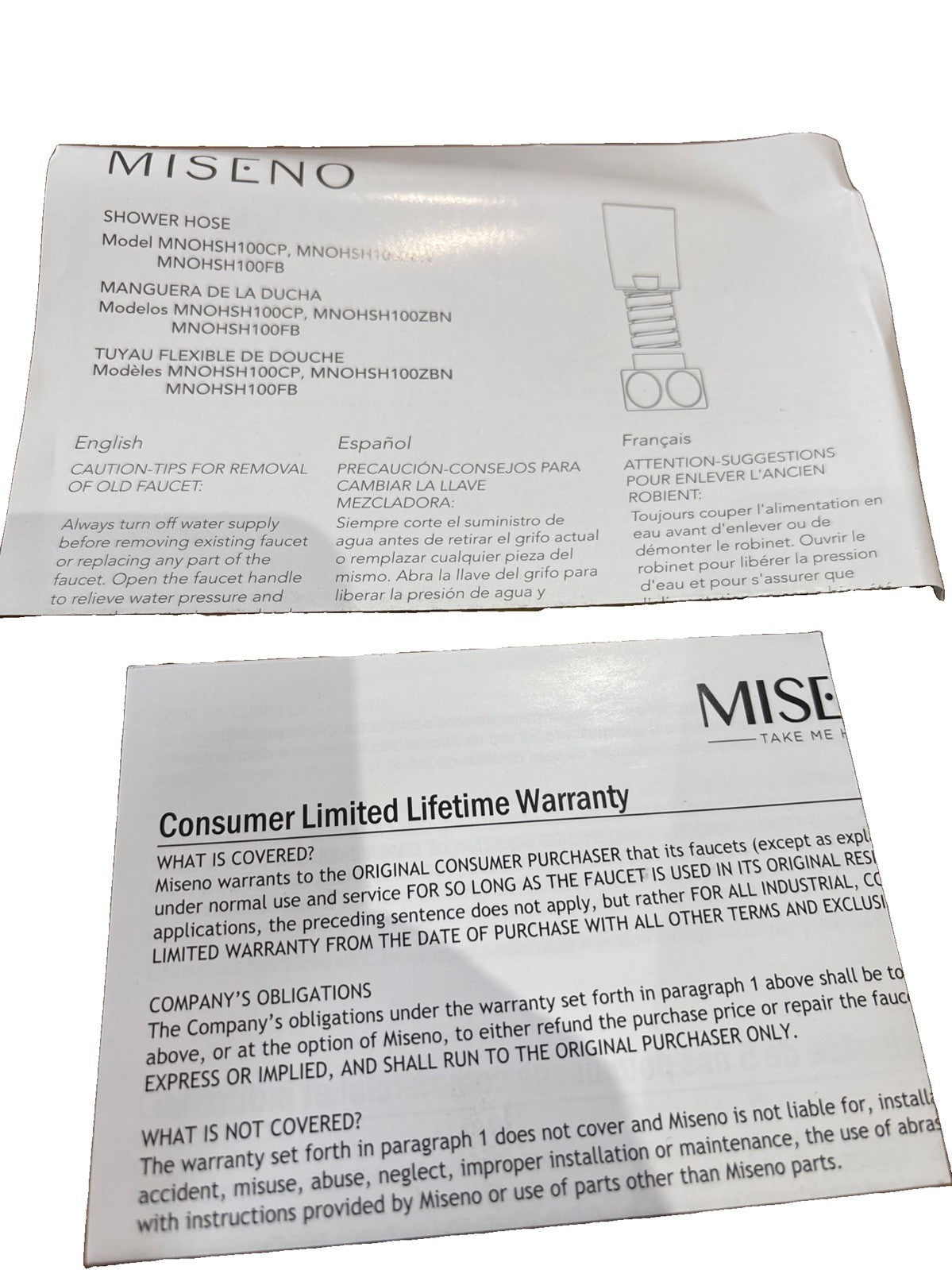 Miseno MMNOHSH100ZBN 60" Hand Shower Hose 1/2" Connections - Brushed Nickel