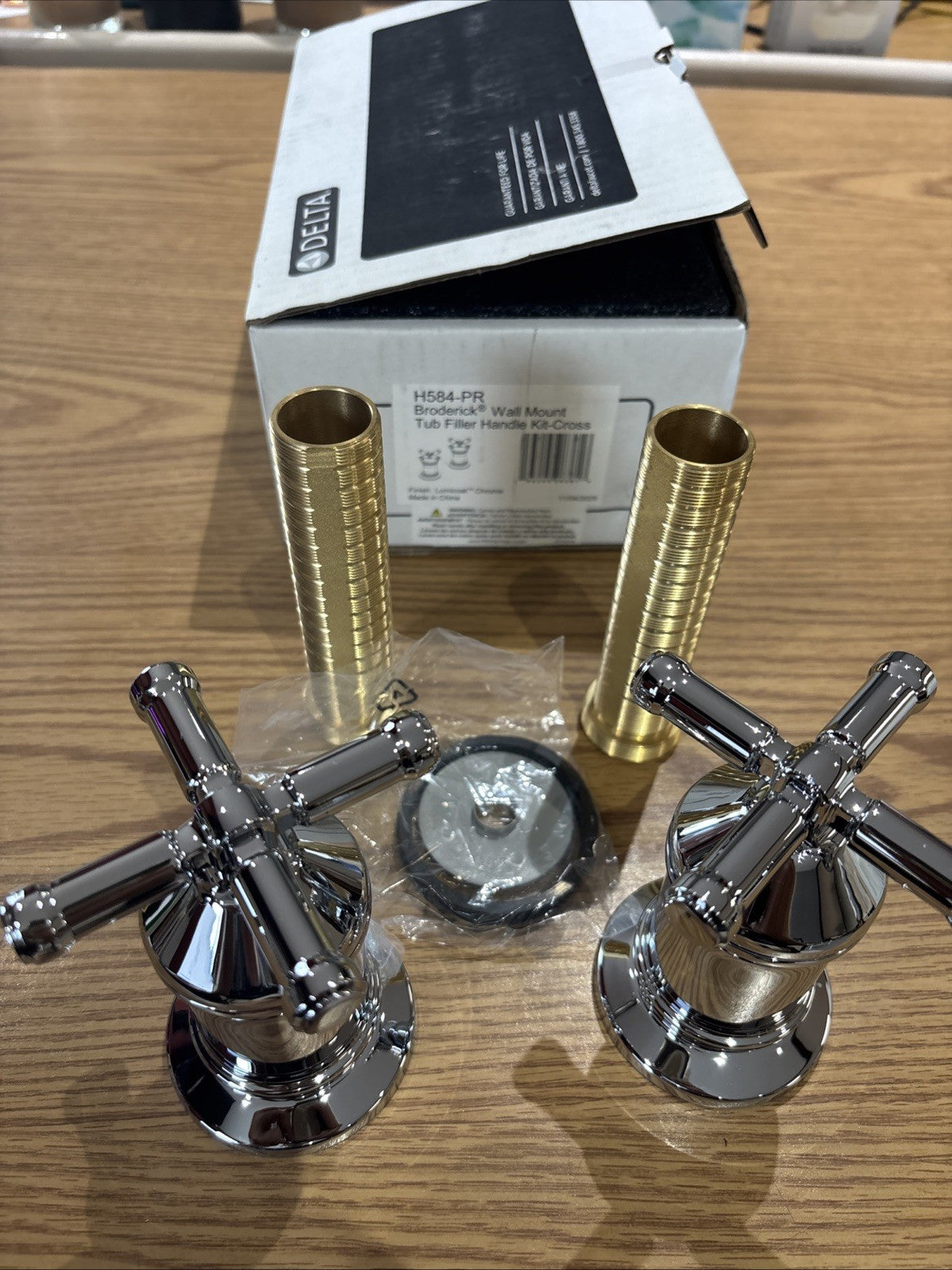 Delta H584-PR Broderick Cross Handle Kit for Wall-Mount Tub Filler - Lumicoat Ch