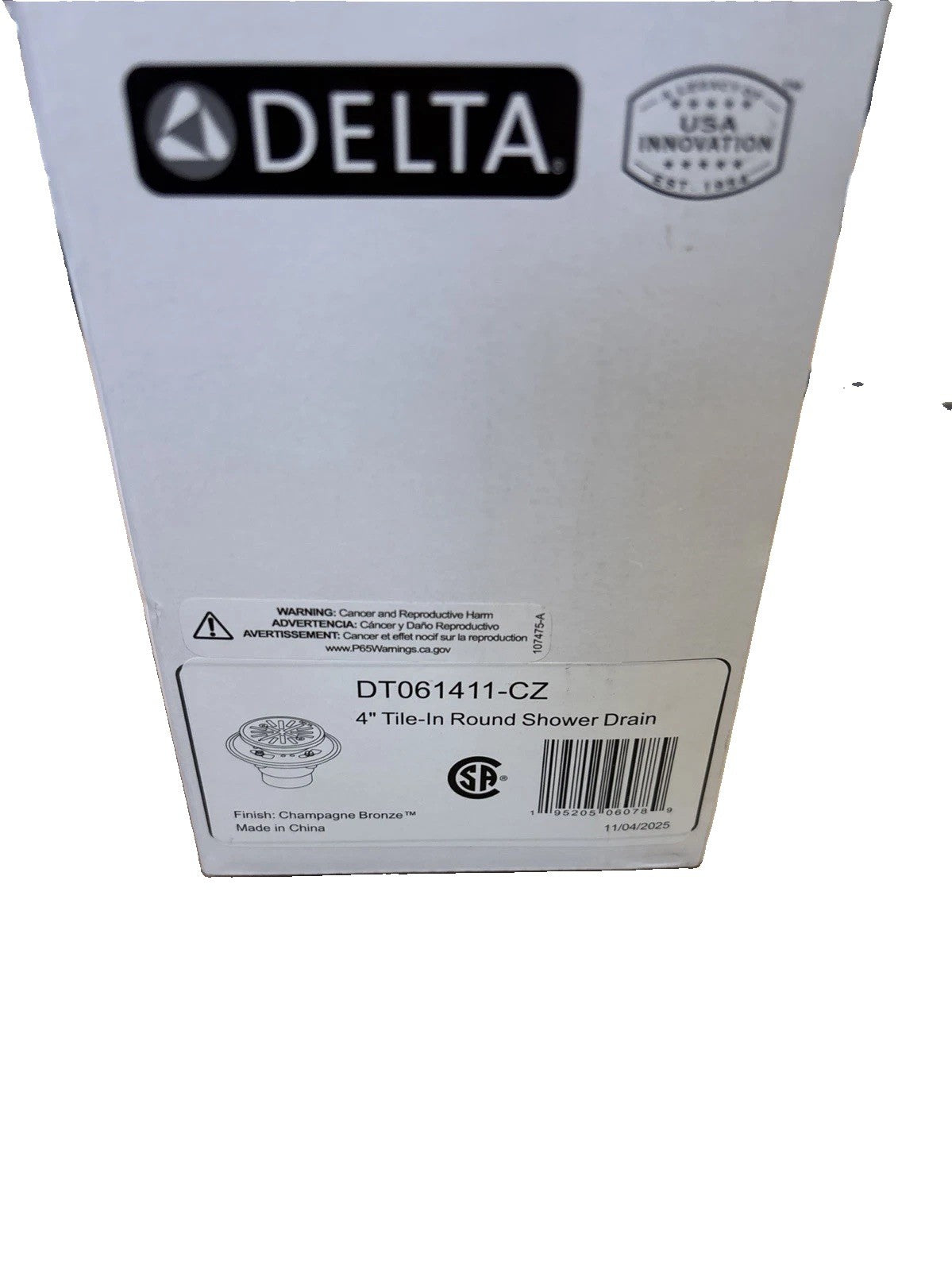 Delta DT061411-CZ 4" Tile-In Round Shower Drain - Champagne Bronze