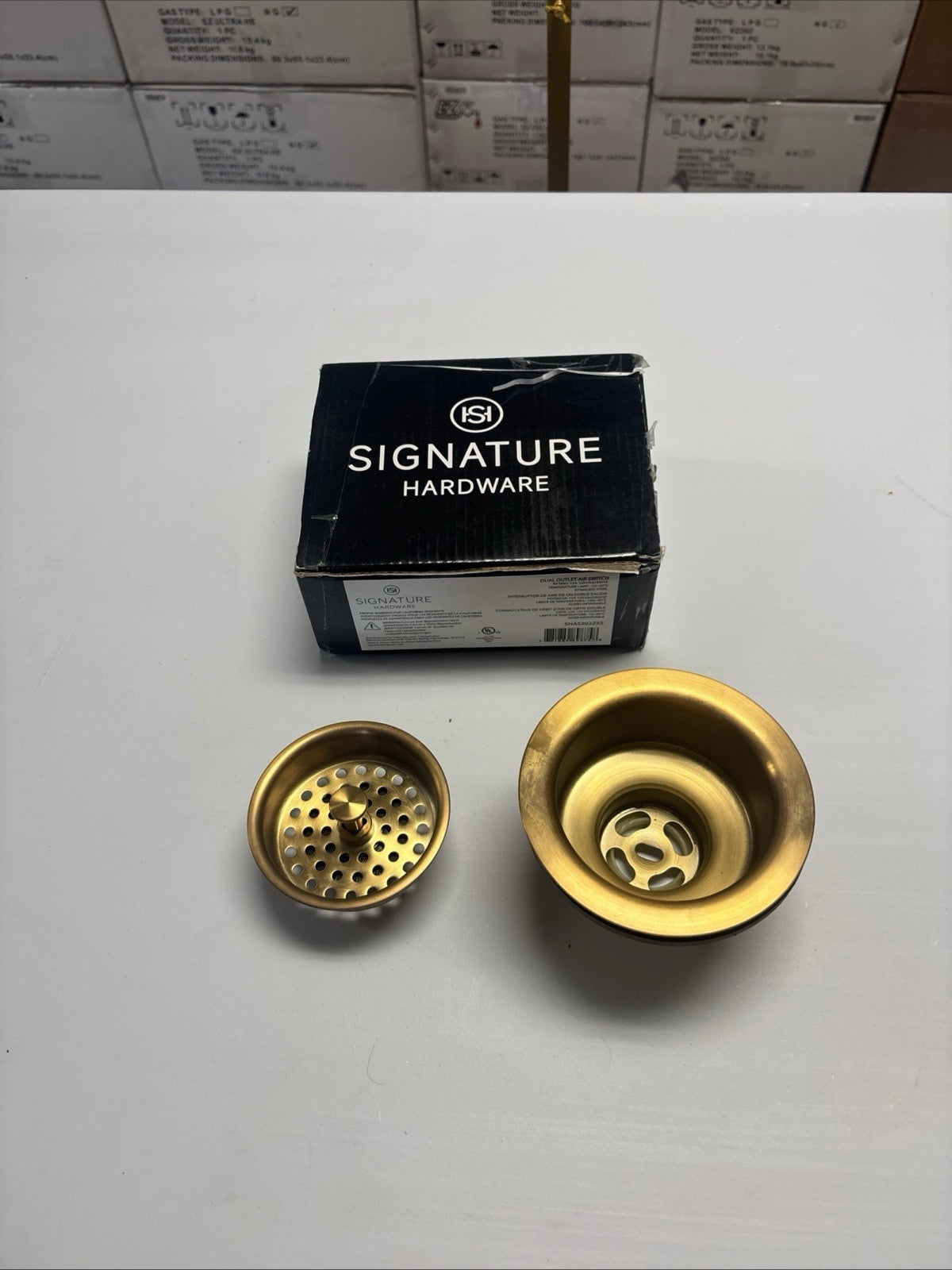 Signature Hardware SHAS202ZSS Basket Strainer for 1" Sinks, Matte Gold