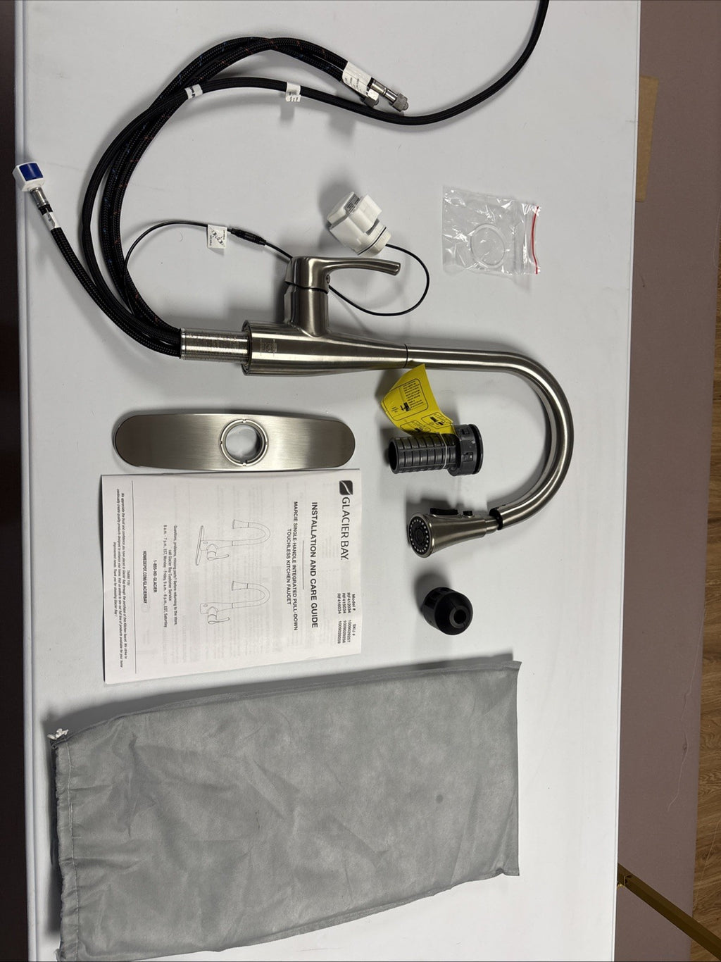 Glacier Bay Marcie Single-Handle Pull Down Touchless Kitchen Faucet Brushed Nick