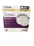 Combo Smoke Fire and Carbon Monoxide Alarm 2 Pack Battery Operated