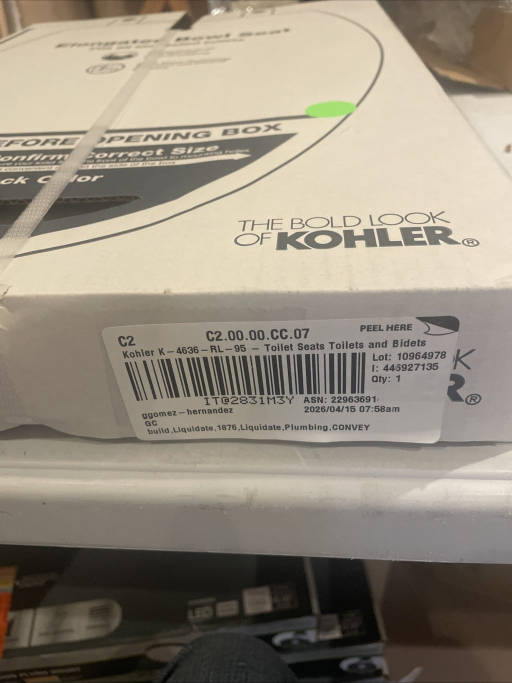 NEW Kohler 4636-RL-96 Cachet Ready Latch Quiet Close Elongated Toilet Seat