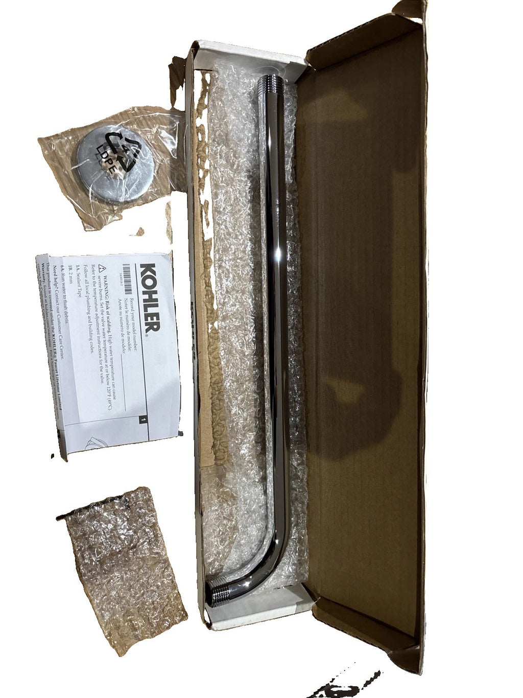 Kohler K-26322-CP Statement 15-1/2" Wall Mount Rainhead Arm & Flange - Chrome
