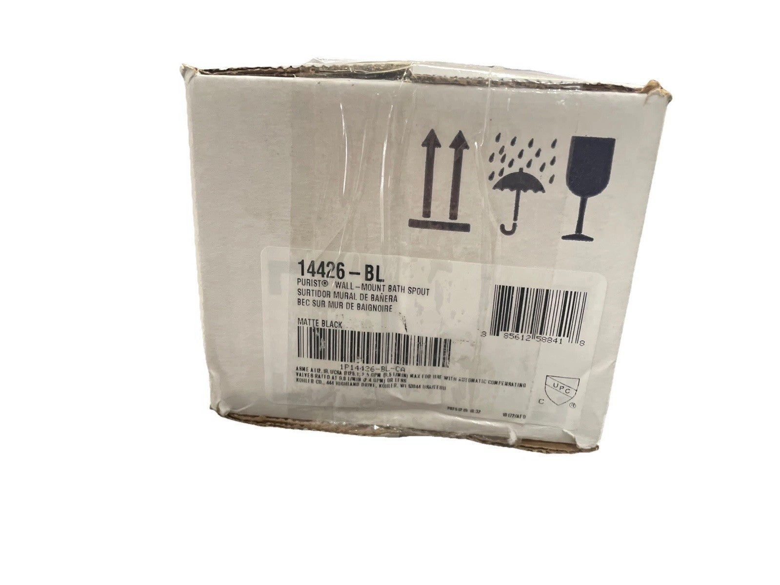 Kohler 14426-BL Matte Black Purist Wall Mount Bath Spout Non Diverter
