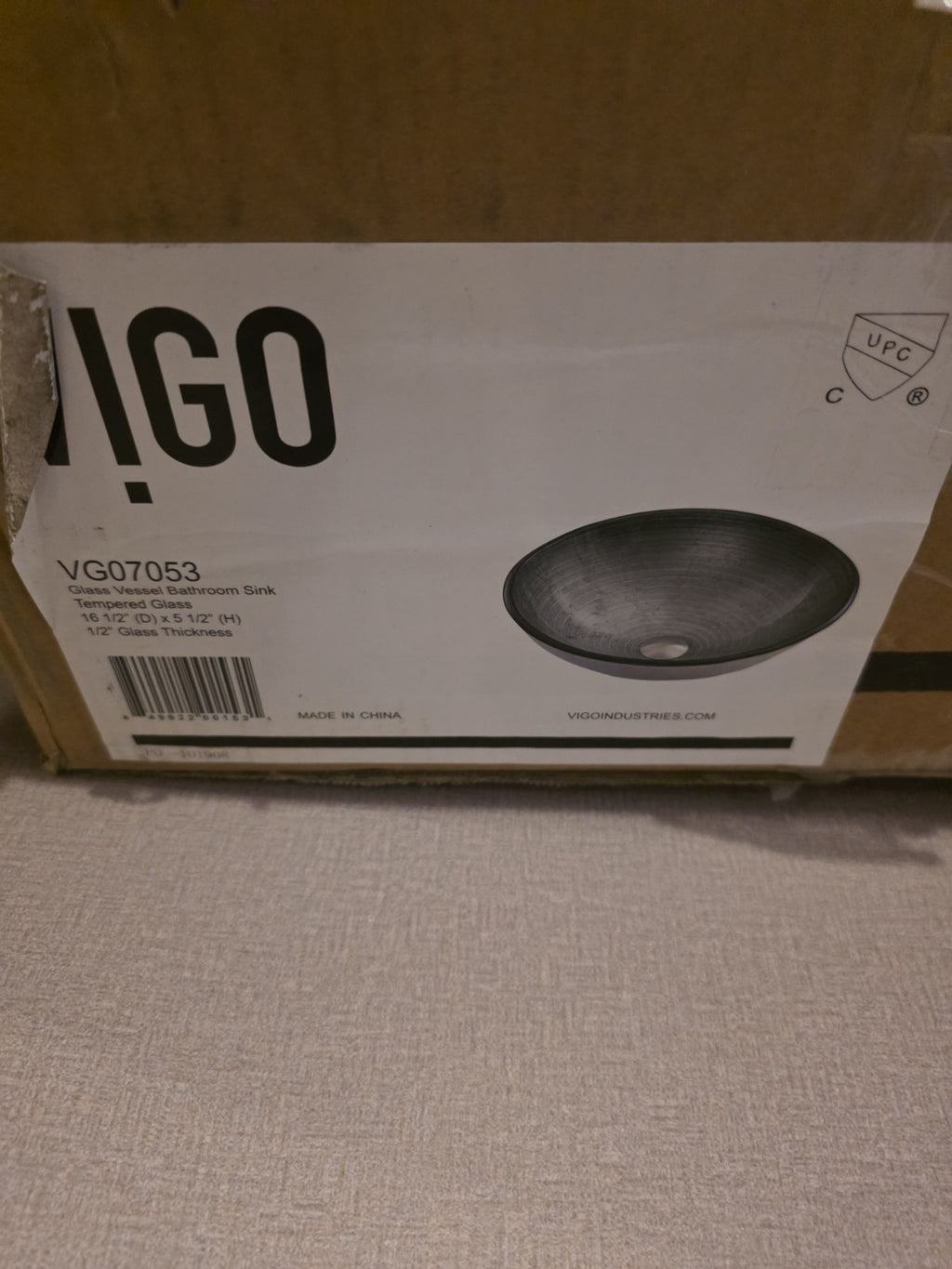 Vigo VG07053 Silver 16-1/2" Glass Bathroom Vessel Sink