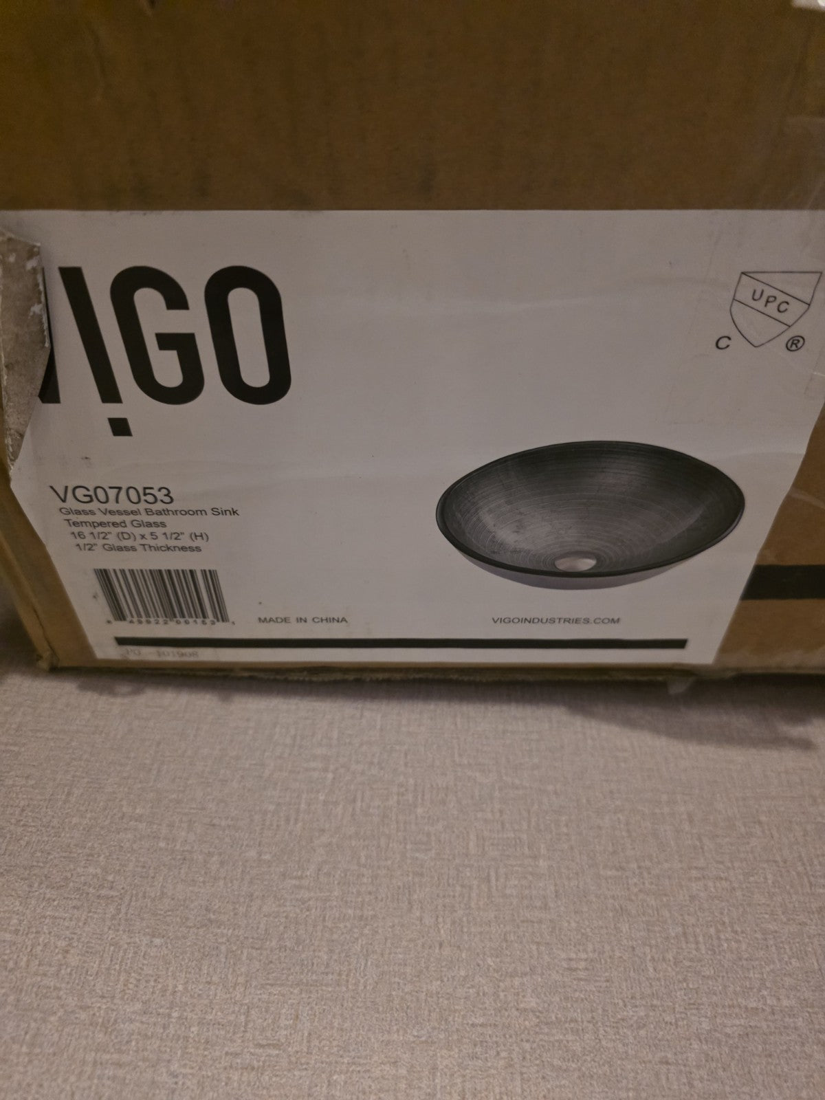 Vigo VG07053 Silver 16-1/2" Glass Bathroom Vessel Sink