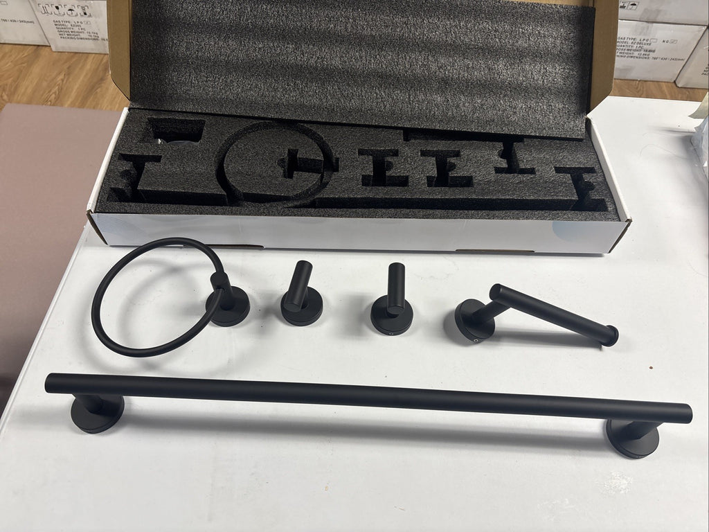 Matte Black Bathroom Hardware Set, Towel Bar Set Wall Mounted, To