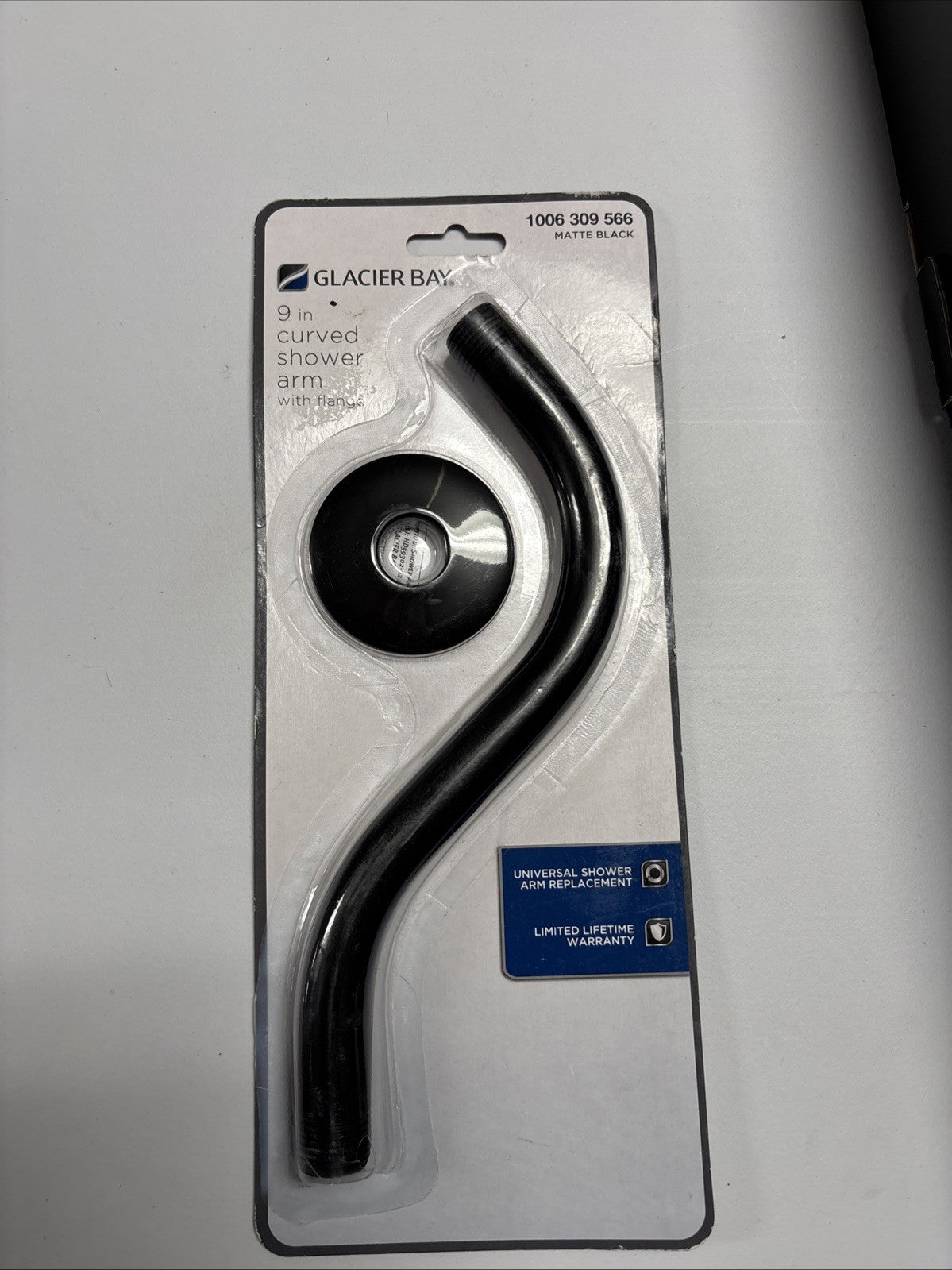 Glacier Bay 9 in. Curved Shower Arm with Flange in Black 1006 309 566
