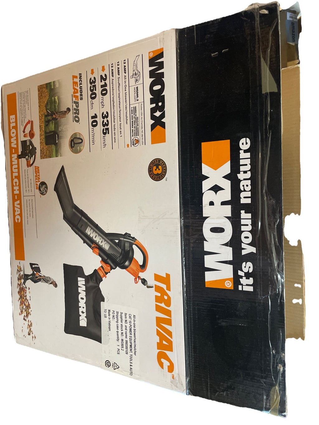 WORX Trivac WG505.2 Leaf Blower/Vacuum Combo 12 AMP Corded w/ LeafPro & Bag