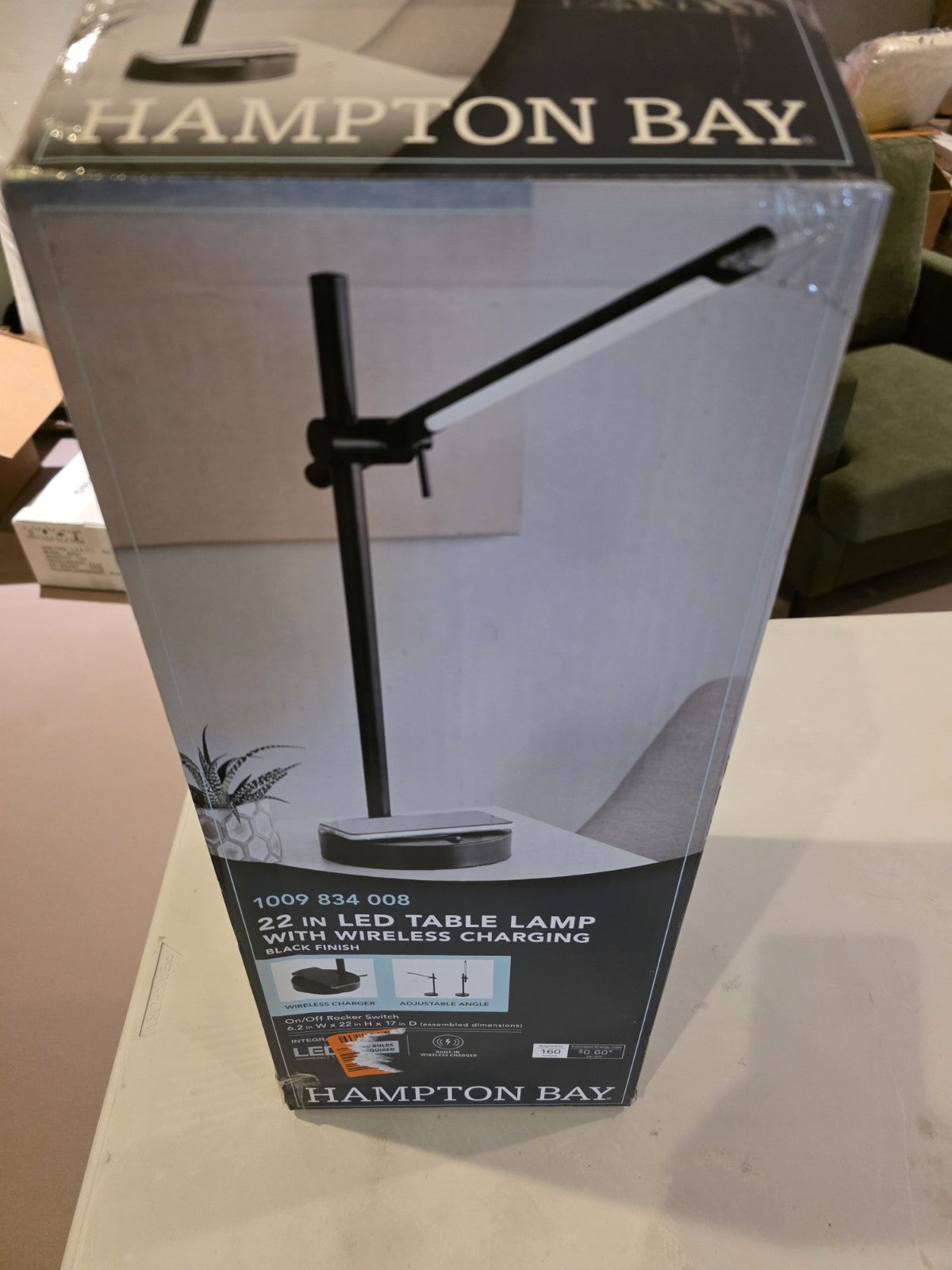 Hampton Bay 22” LED Table Lamp with Wireless Phone Charging Pad