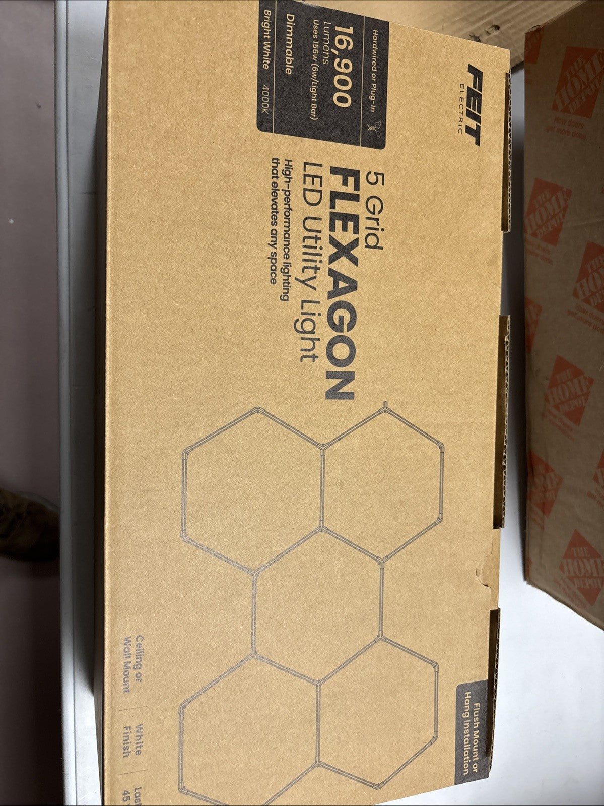 Feit Electric 5 Grid Flexagon LED Hex Light White Finish Wall/Ceiling Mount