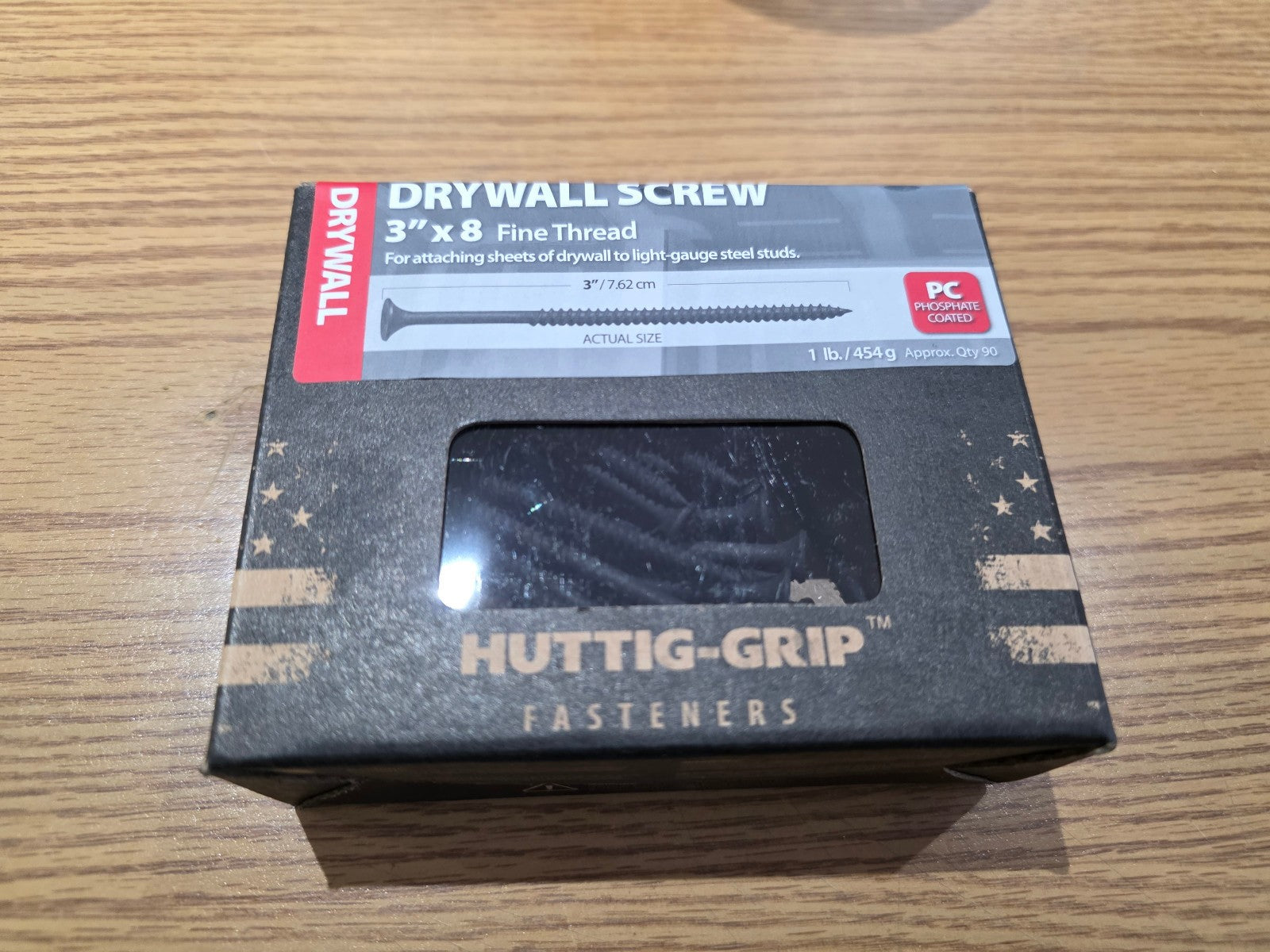 HUTTIG GRIP 3” X 8 Fine Thread Screw Philips Drywall Screws 12 One Pound Boxes