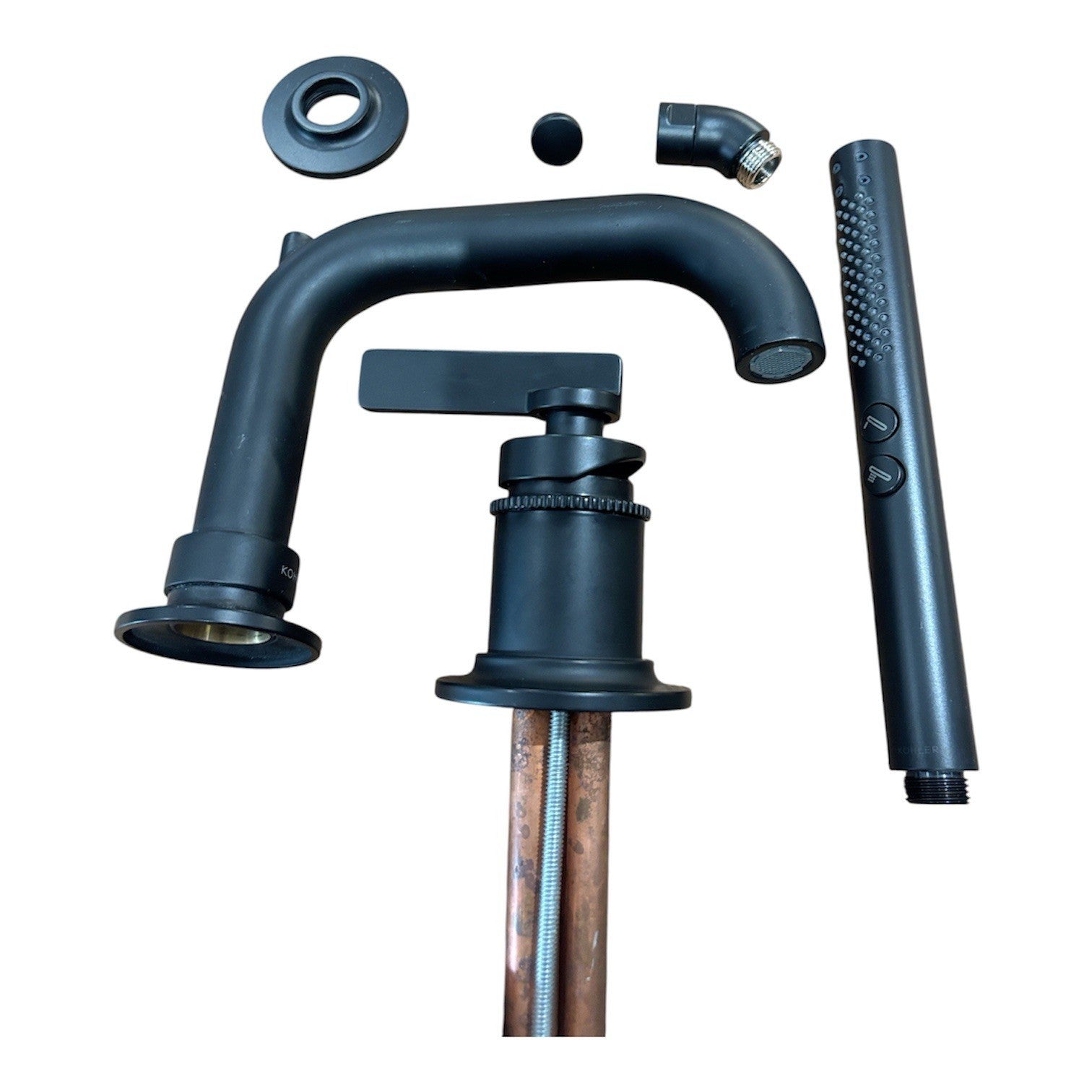 Kohler K-35913-4-BL Castia Roman Tub Filler & Diverter w/ Hand Shower - Matte Bl