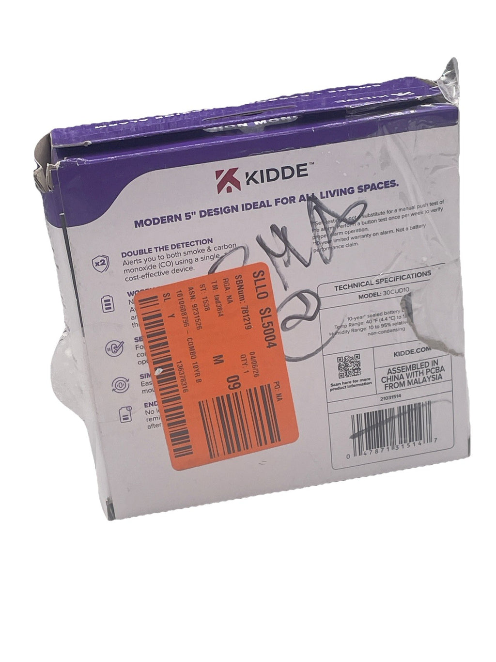 Kidde Detect Smoke + Carbon Monoxide Alarm 10-Year Battery 30CUD10