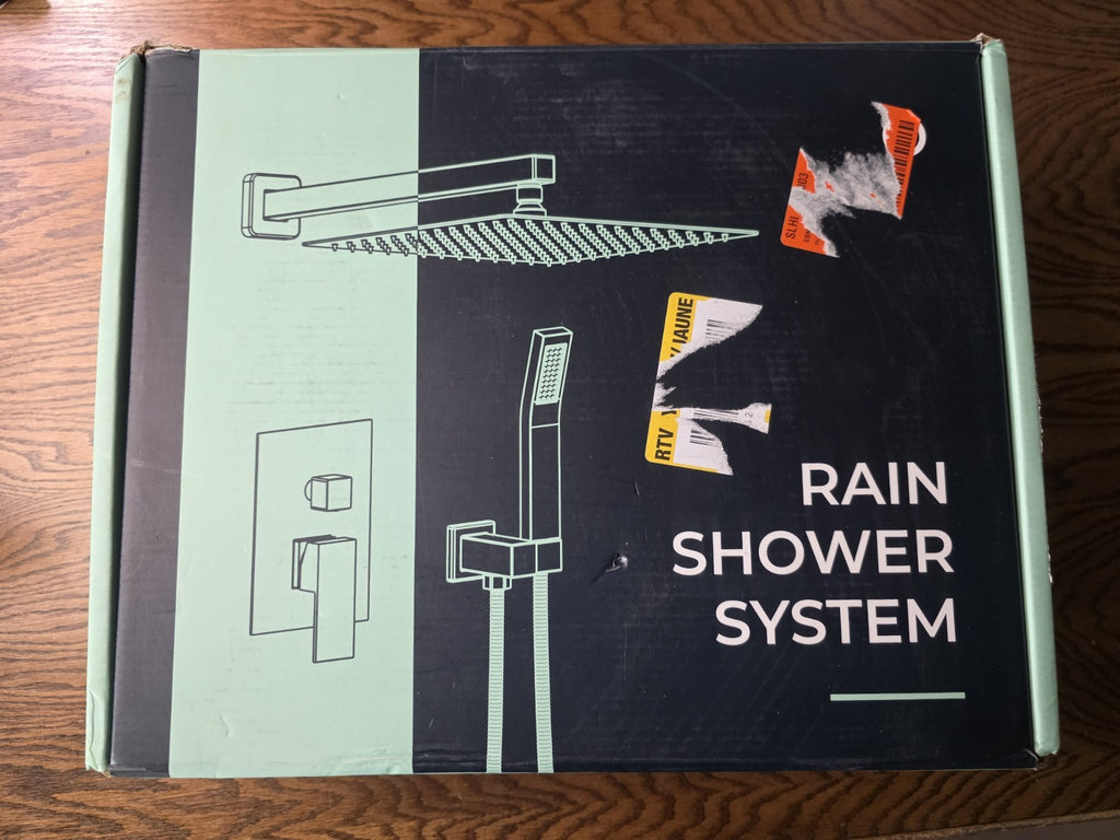 FORIOUS 12-inch Matte Black Waterfall Rain Shower System - Open Box