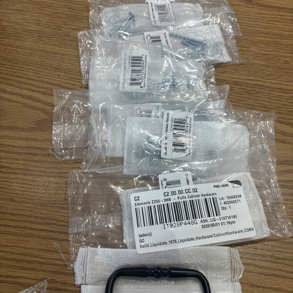 Lot Of 7x Elements Pull Cabinet Handle  3 Inch Black With Screws New.