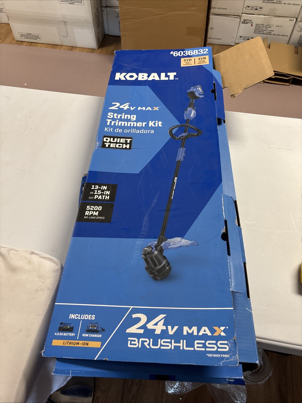 KOBALT QUIET TECH 24V  13 Or 15-in STRING TRIMMER KIT W 4.0 Ah Battery. READ
